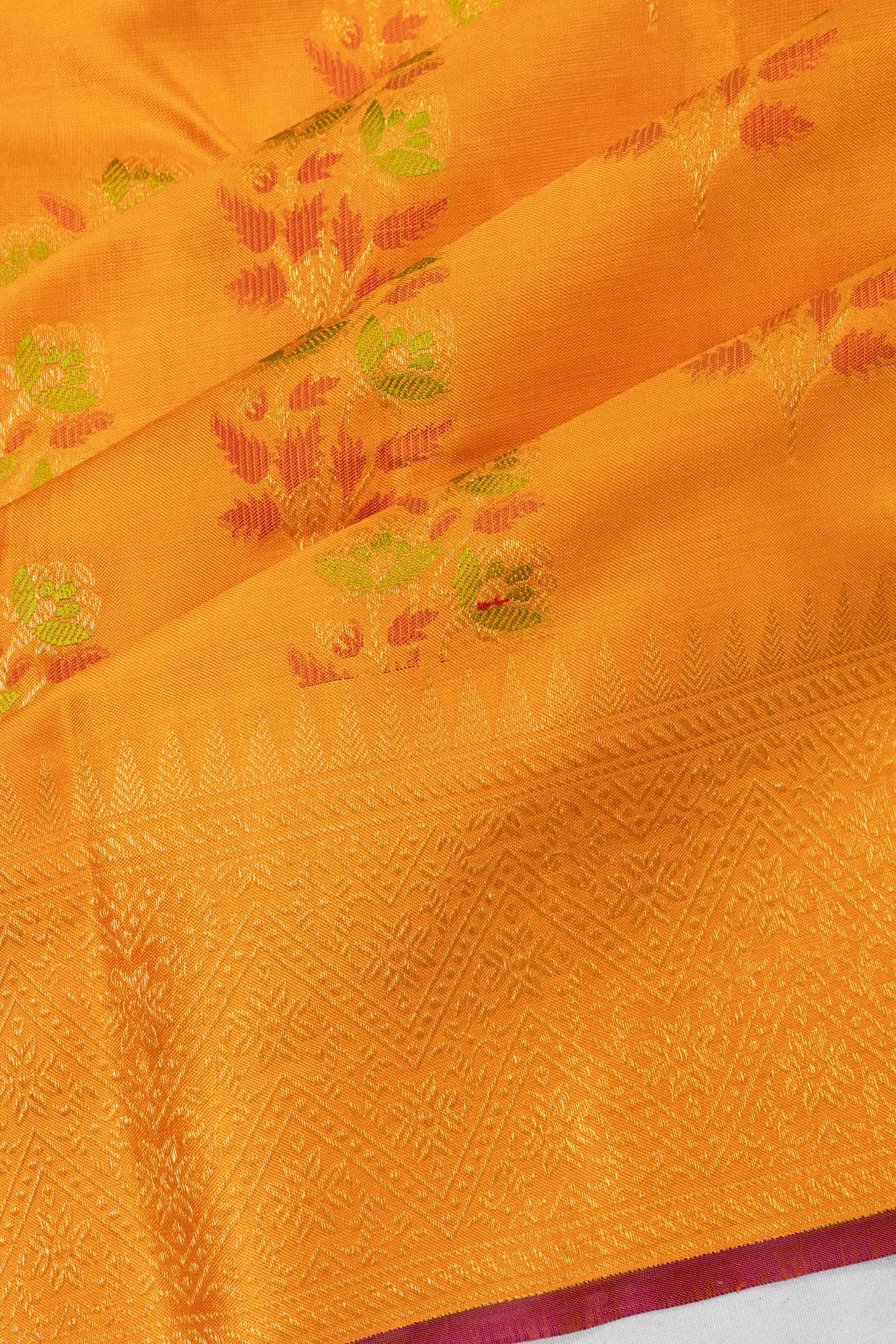 Kanchipuram Silk Butta Yellow Saree