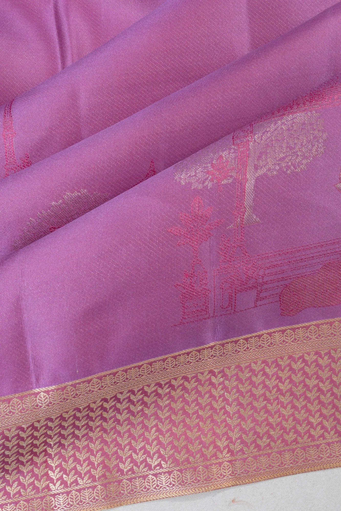 Soft Silk Pichwai Butta Lavender Saree