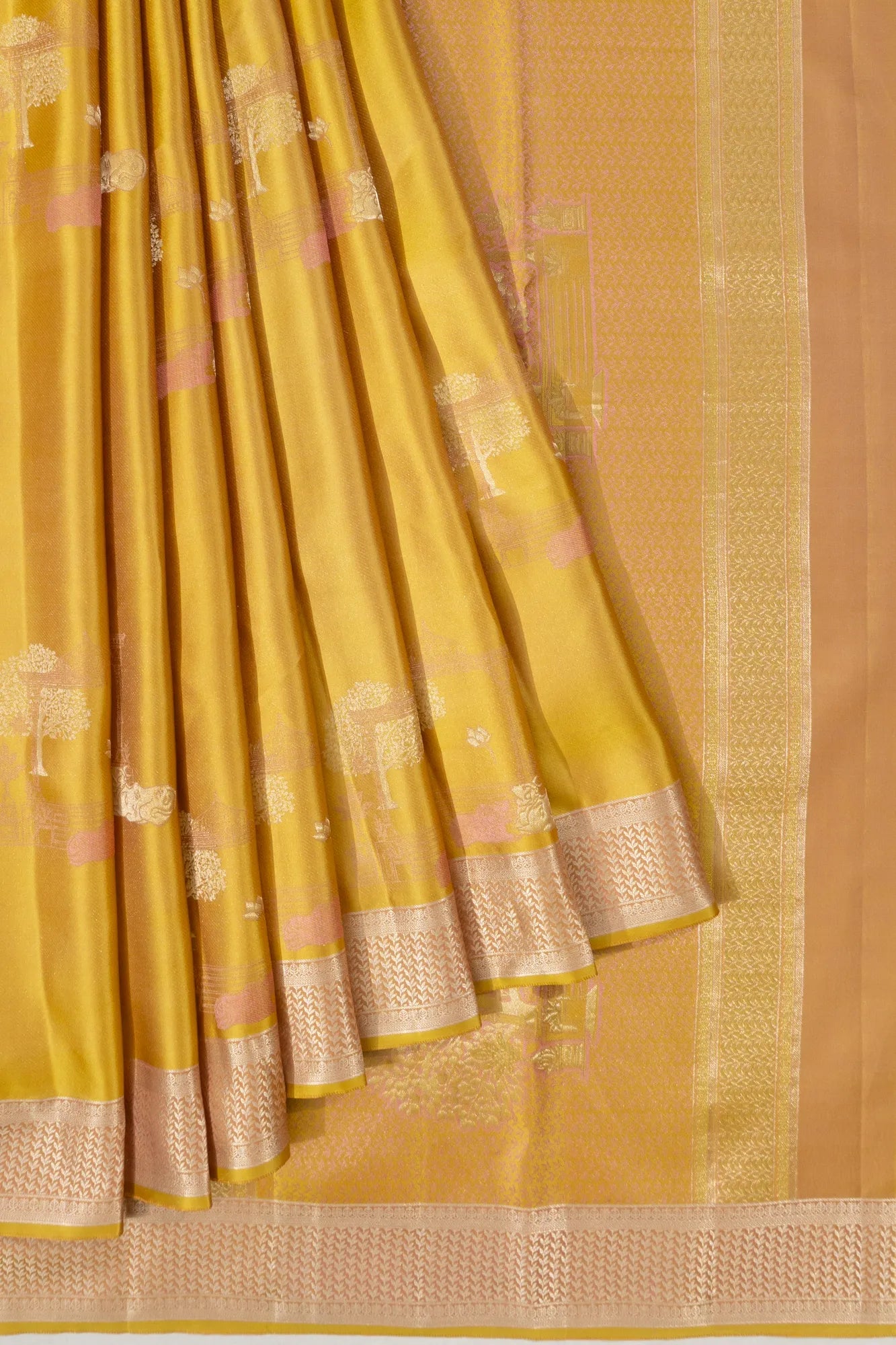 Soft Silk Pichwai Butta Yellow Saree