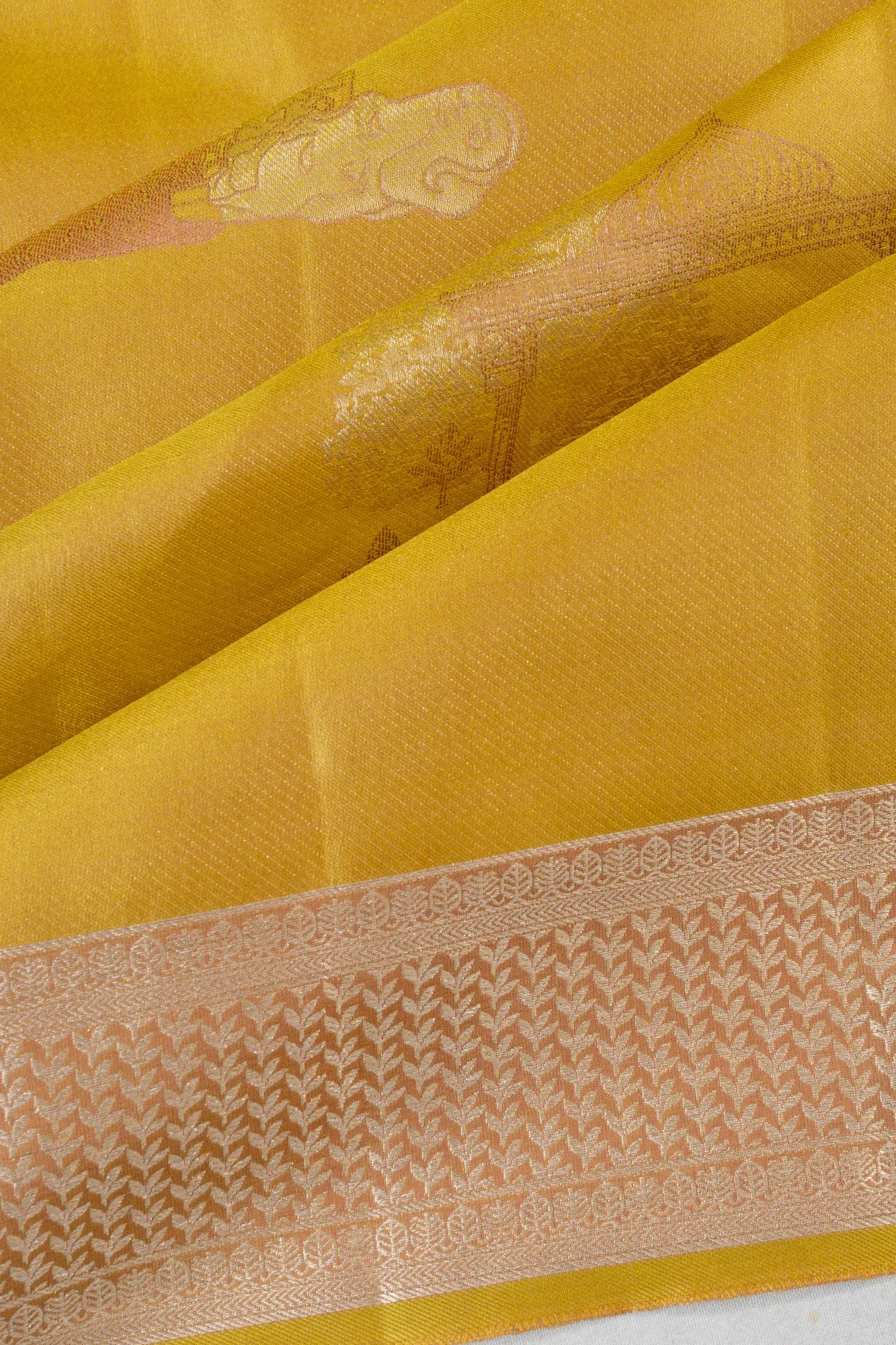 Soft Silk Pichwai Butta Yellow Saree