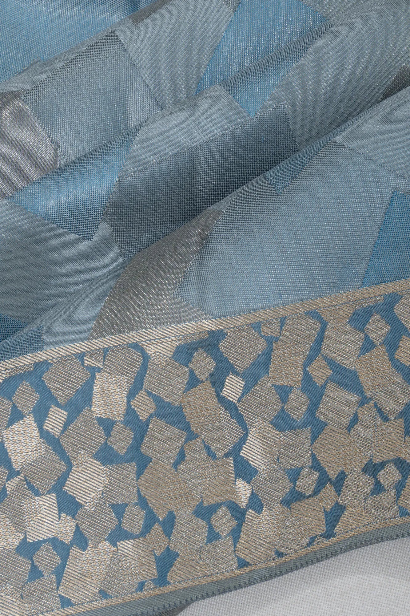 Soft Silk Geometrical Brocade Pastel Blue Saree