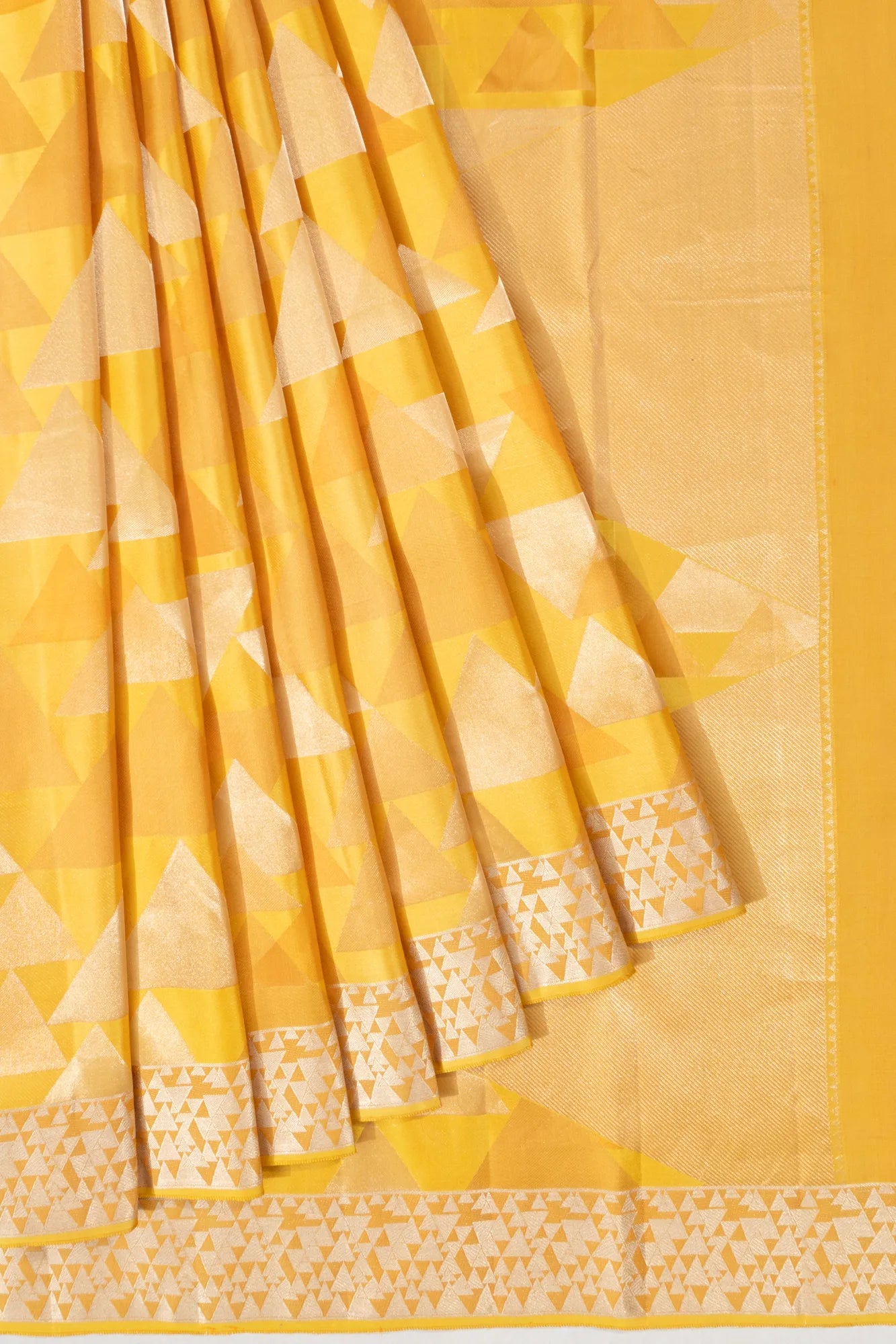 Soft Silk Geometrical Brocade Yellow Saree
