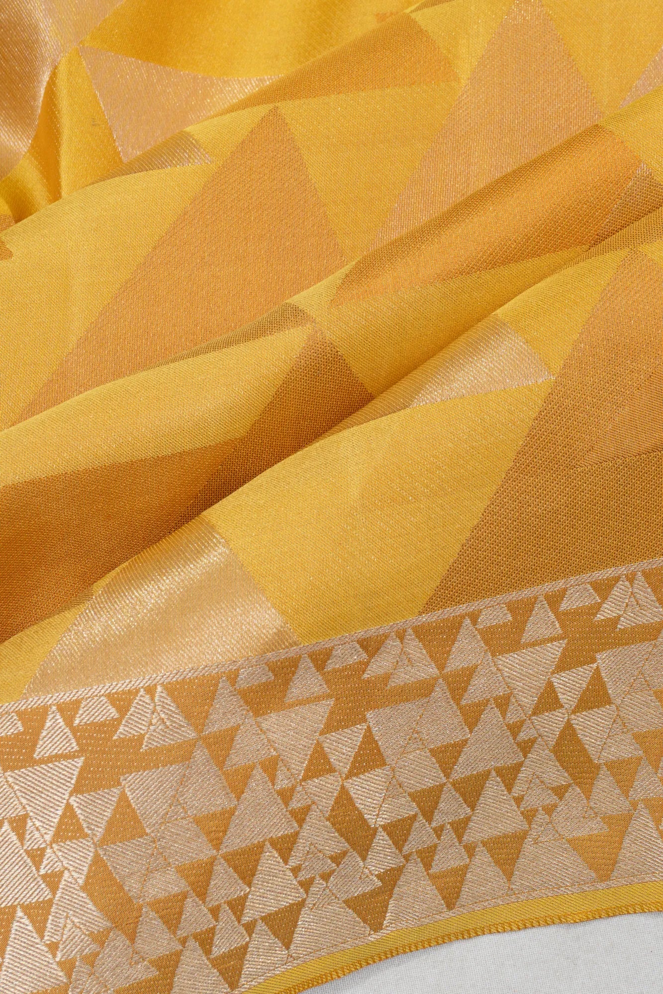 Soft Silk Geometrical Brocade Yellow Saree