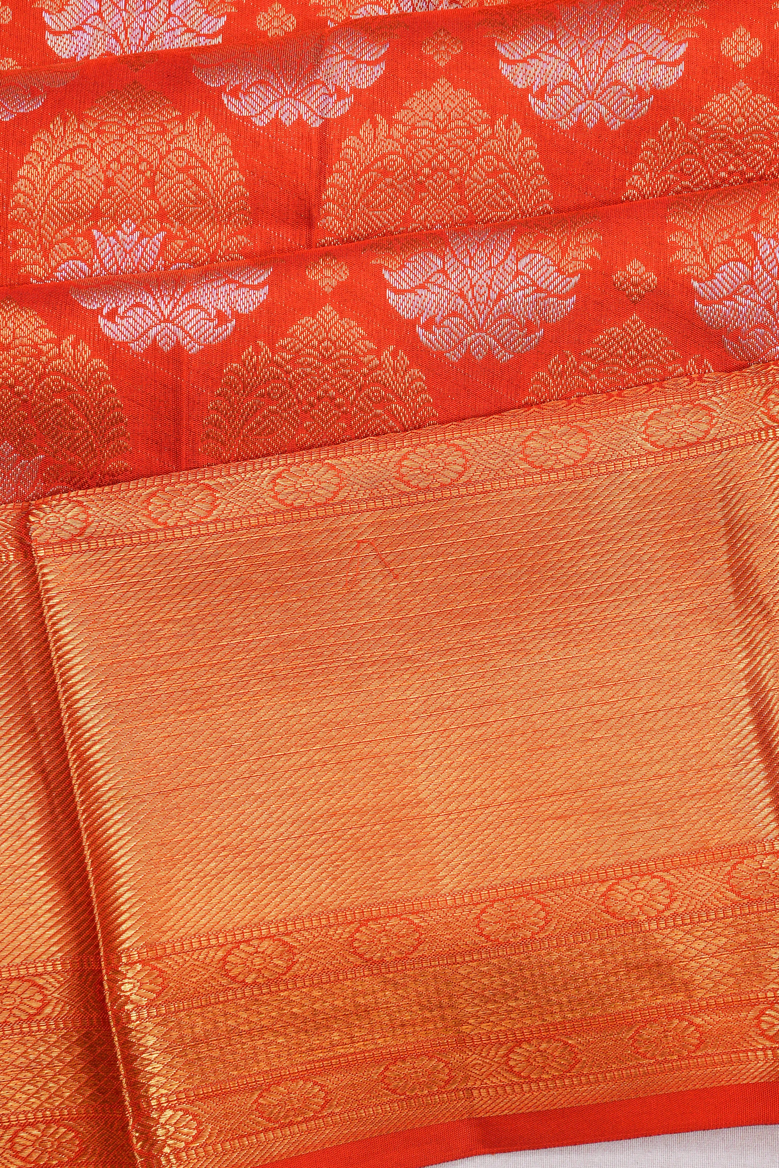 Kanchipuram Silk Brocade Red Saree