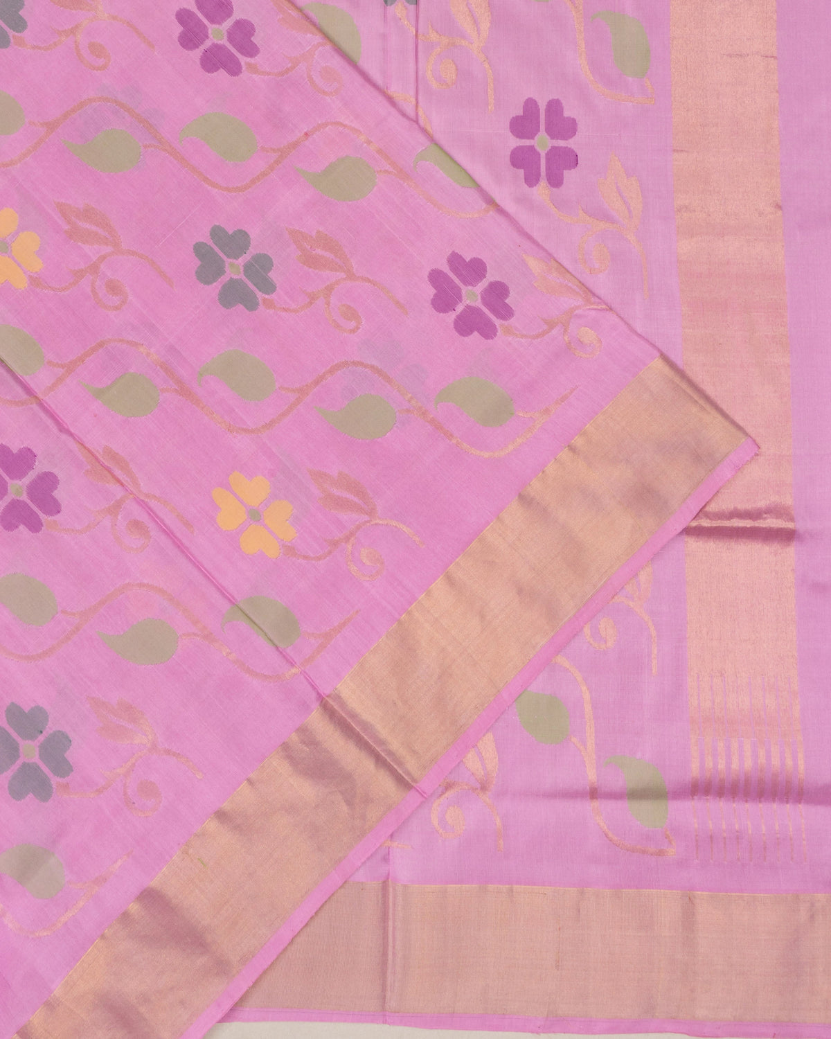 Uppada Silk All Over Jamdani Jaal Pink Saree