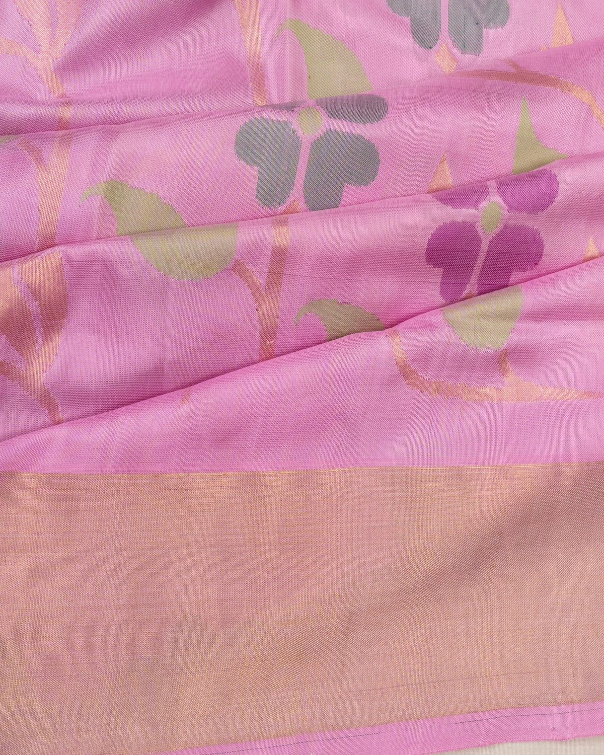 Uppada Silk All Over Jamdani Jaal Pink Saree