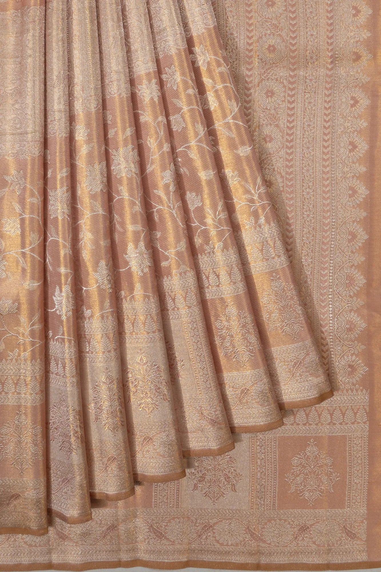 Kanchipuram Silk Tissue Brocade Gold Saree