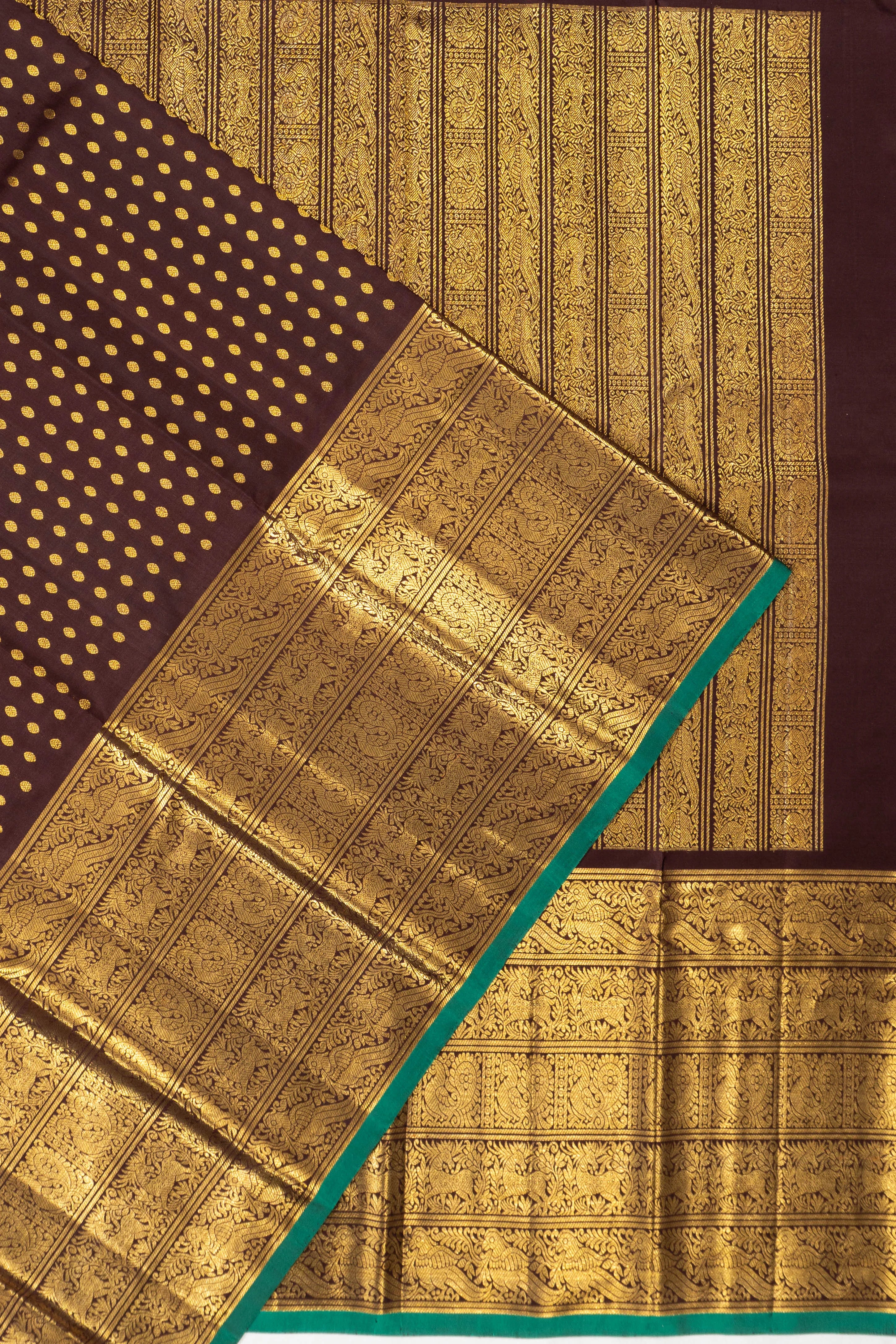 Kanchipuram Silk Brocade Brown Saree