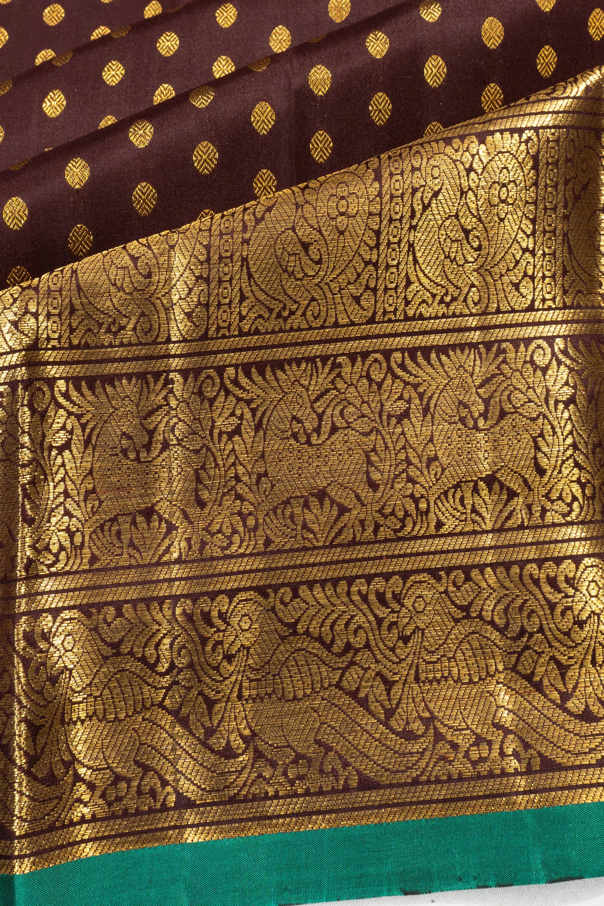 Kanchipuram Silk Brocade Brown Saree