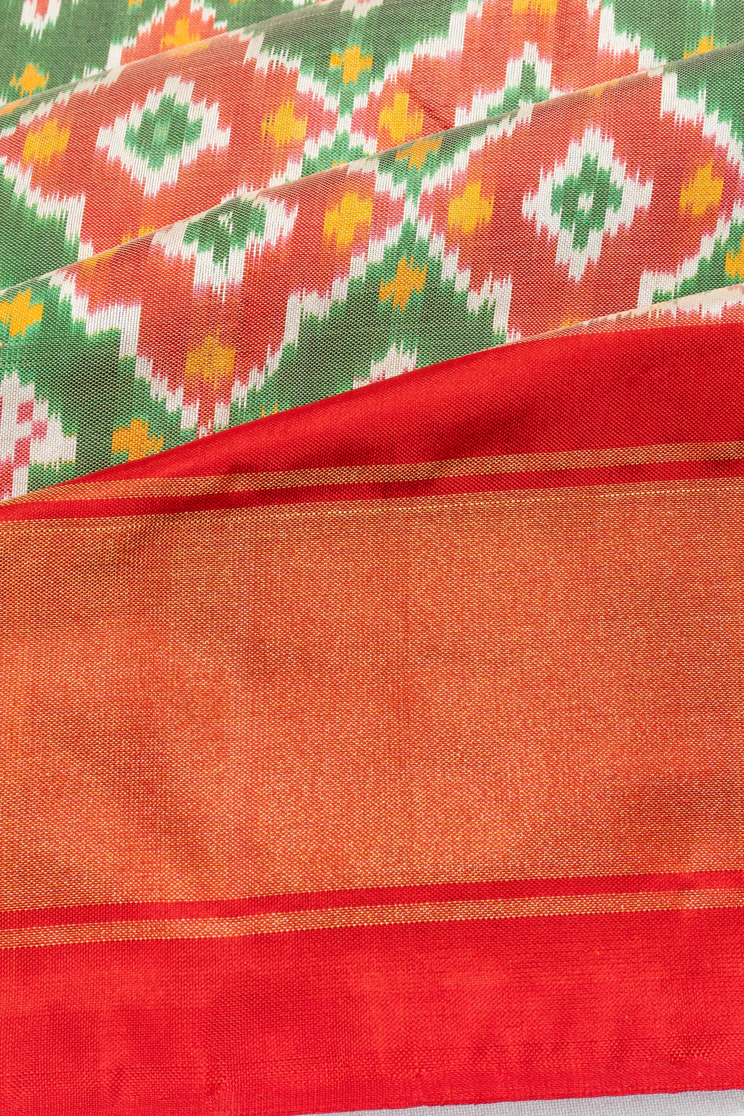 Pochampally Silk Ikat Green Saree