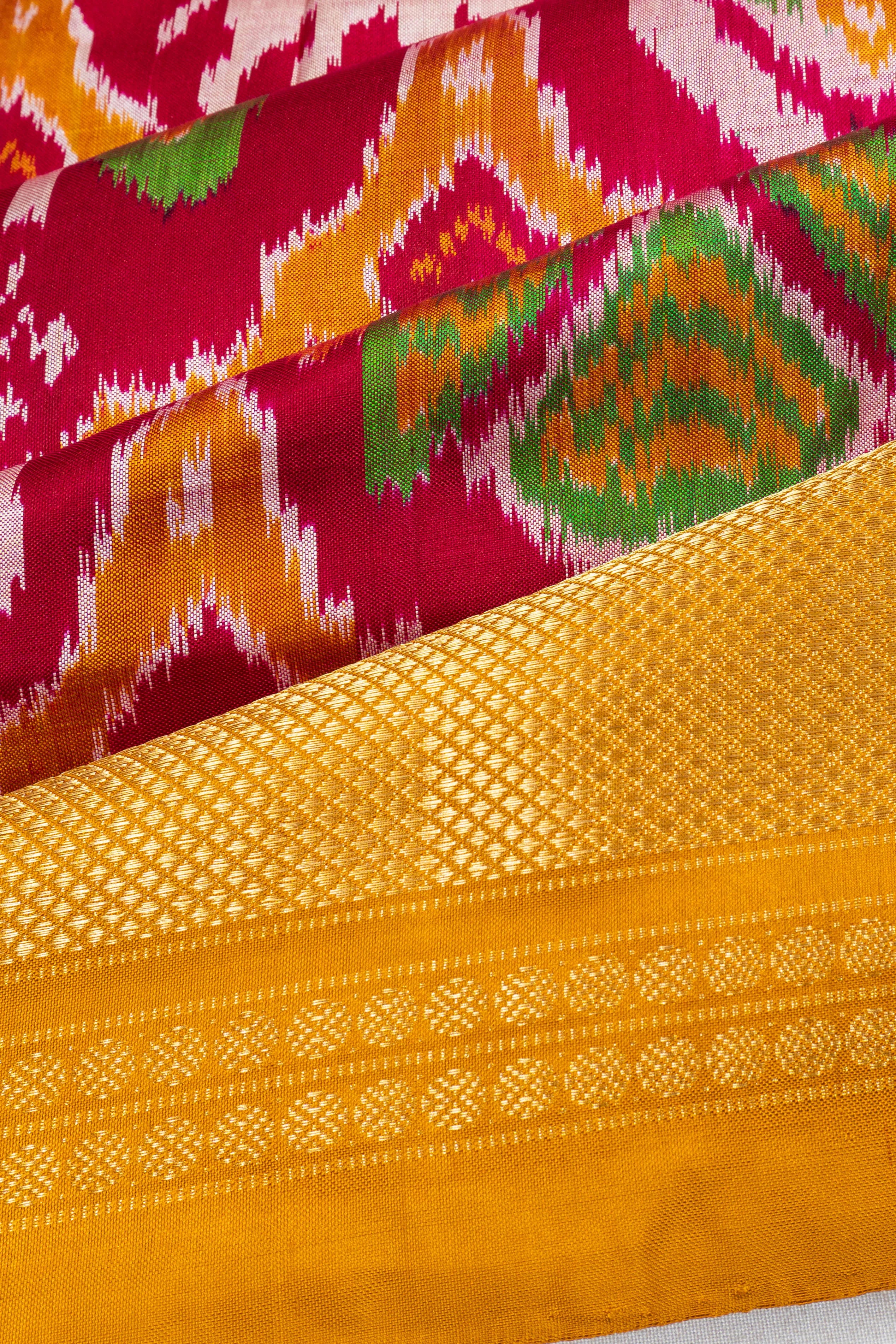 Kanchipuram Silk Ikat Pink Saree