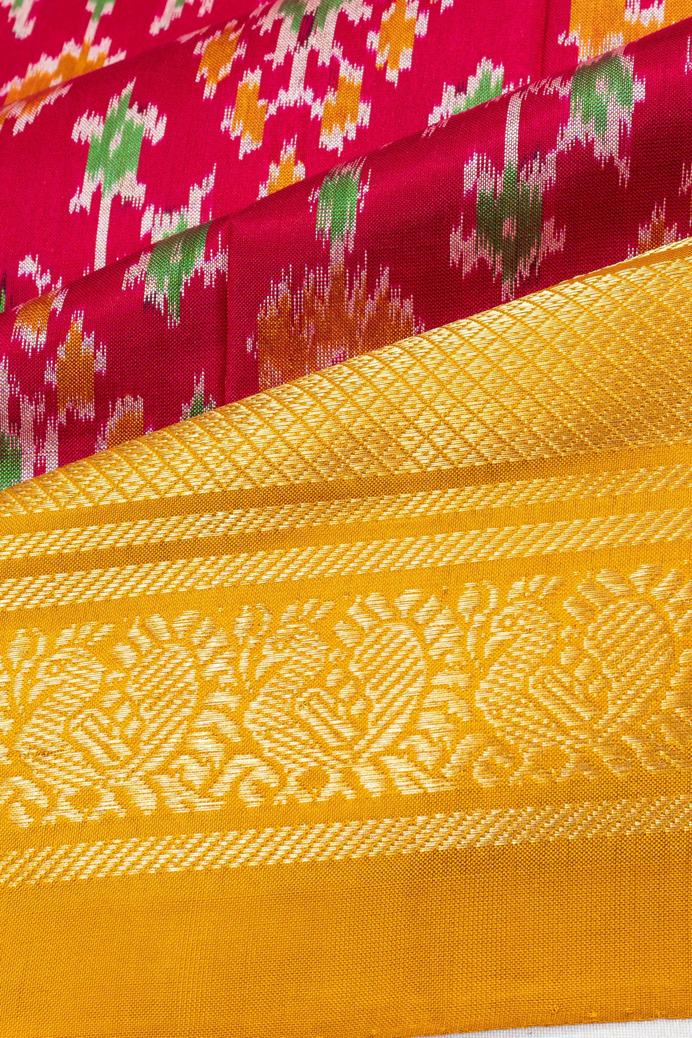 Kanchipuram Silk Ikat Rani Pink Saree