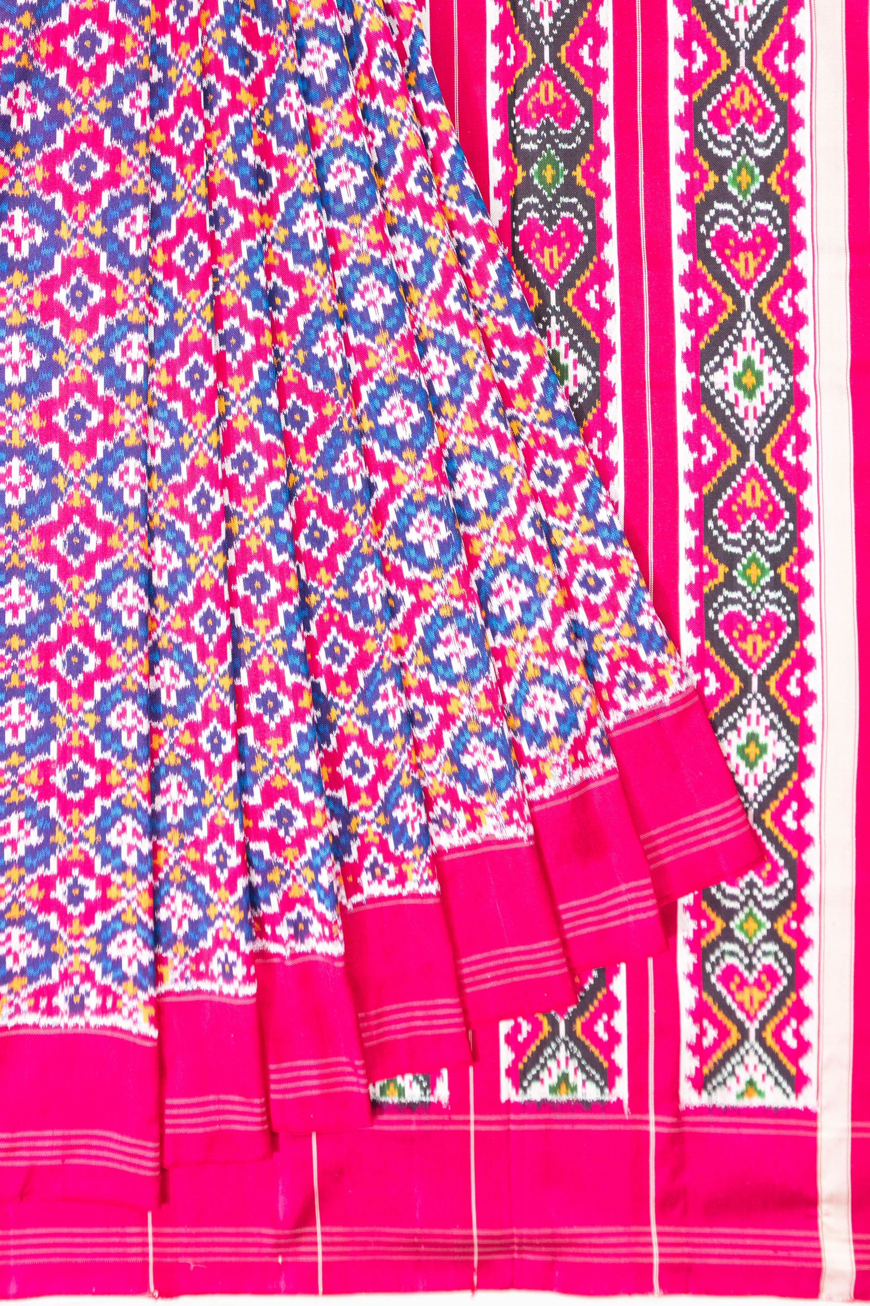 Pochampally Silk Ikat Rani Pink Saree