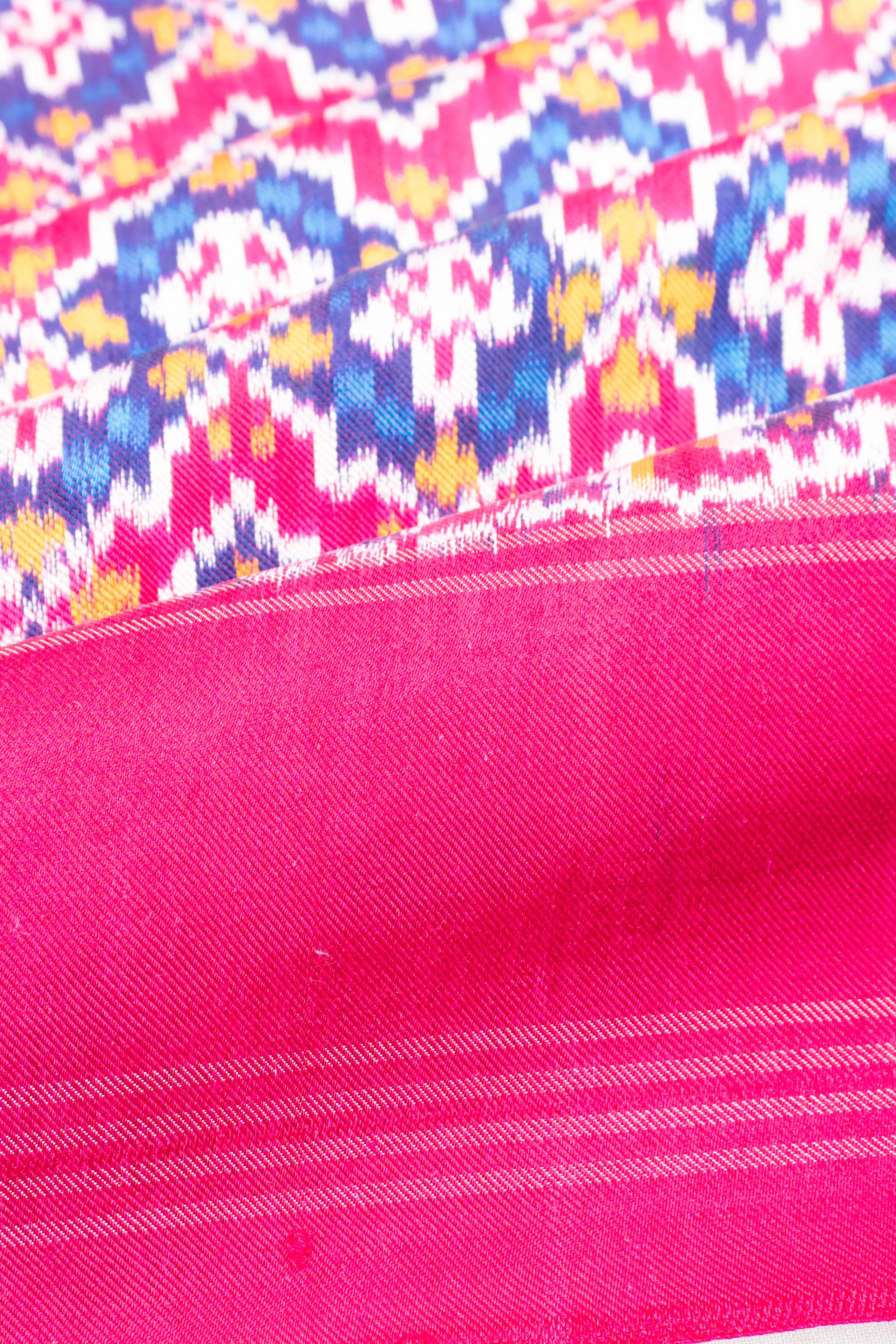 Pochampally Silk Ikat Rani Pink Saree