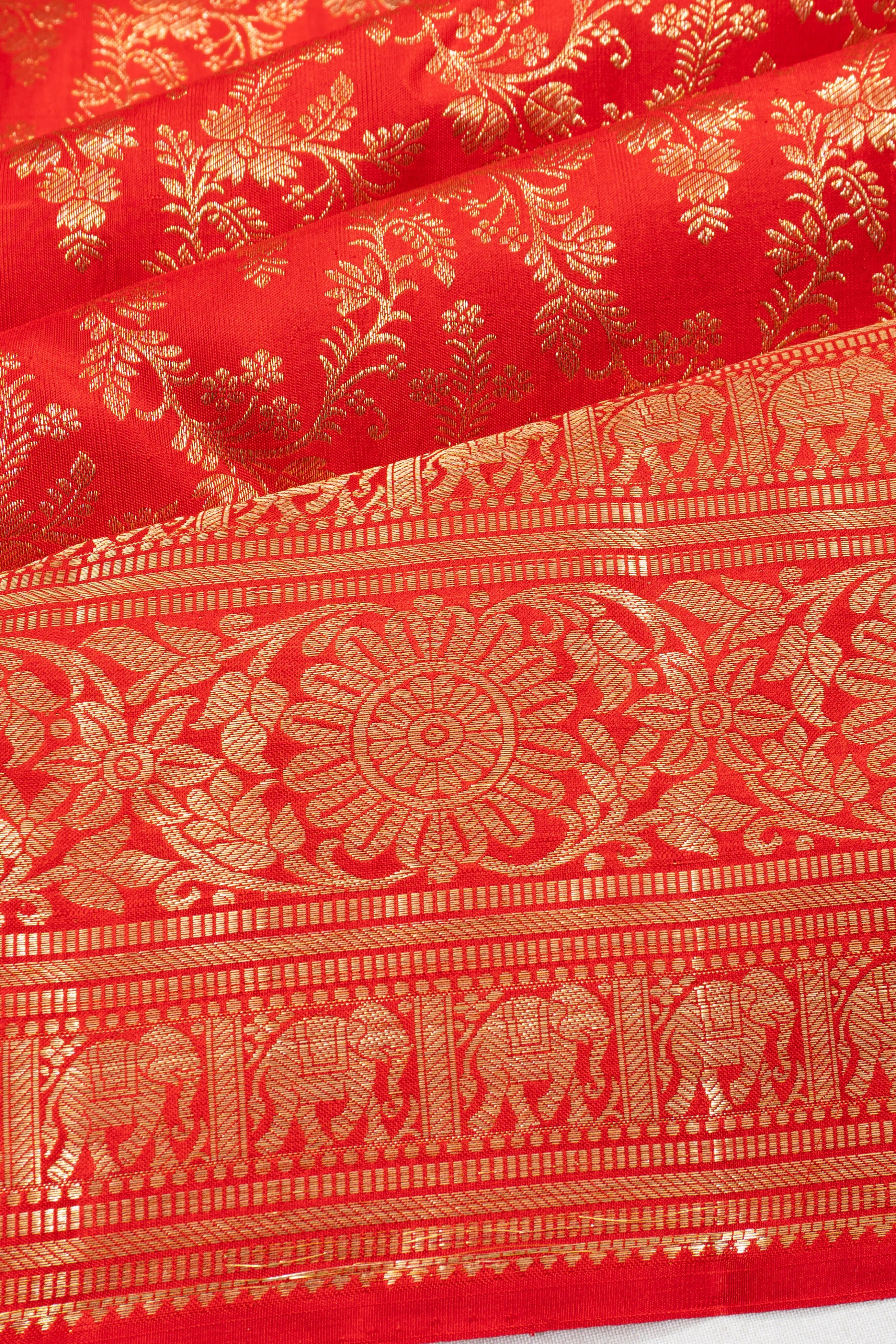 Taranga Kanchi Silk Brocade Red Saree