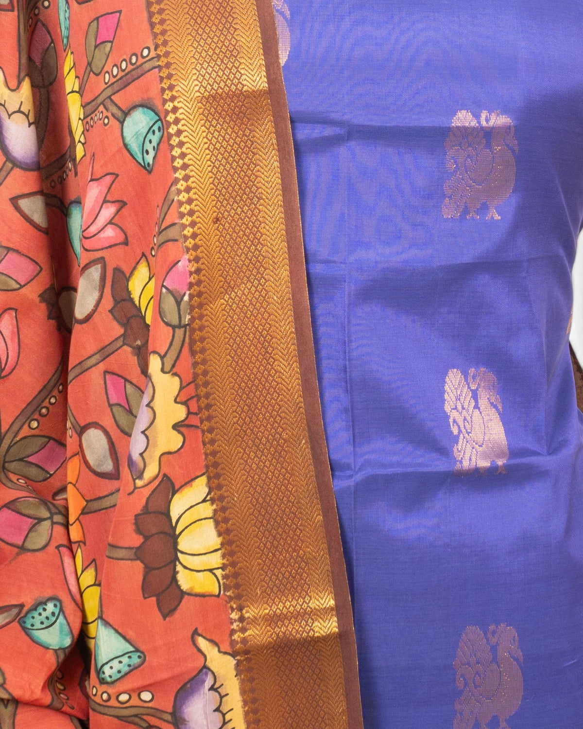 Uppada Silk Butta Royal Blue Salwar Suit Set Set W/O Bottom