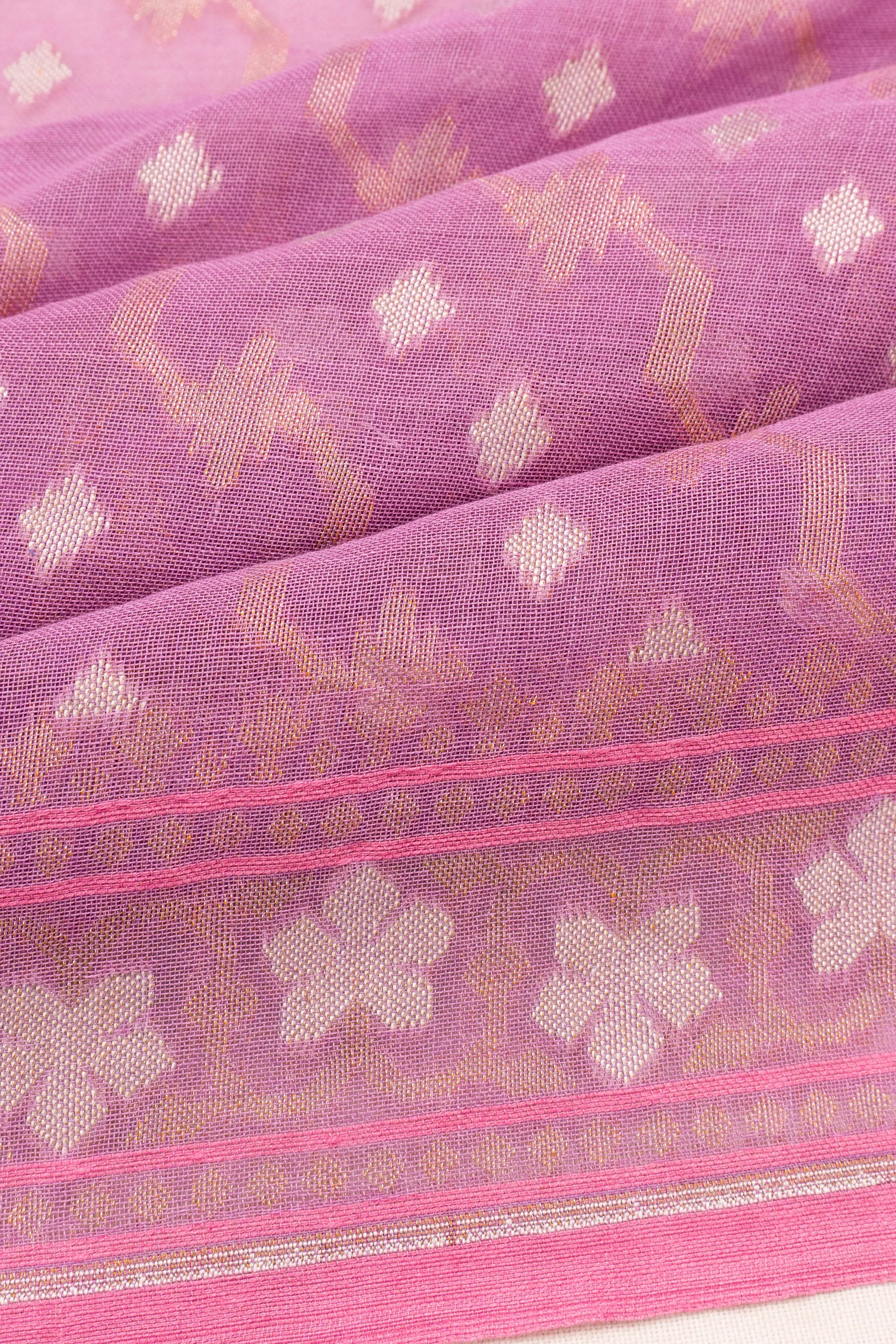 Banarasi Cotton Brocade Baby Pink Saree