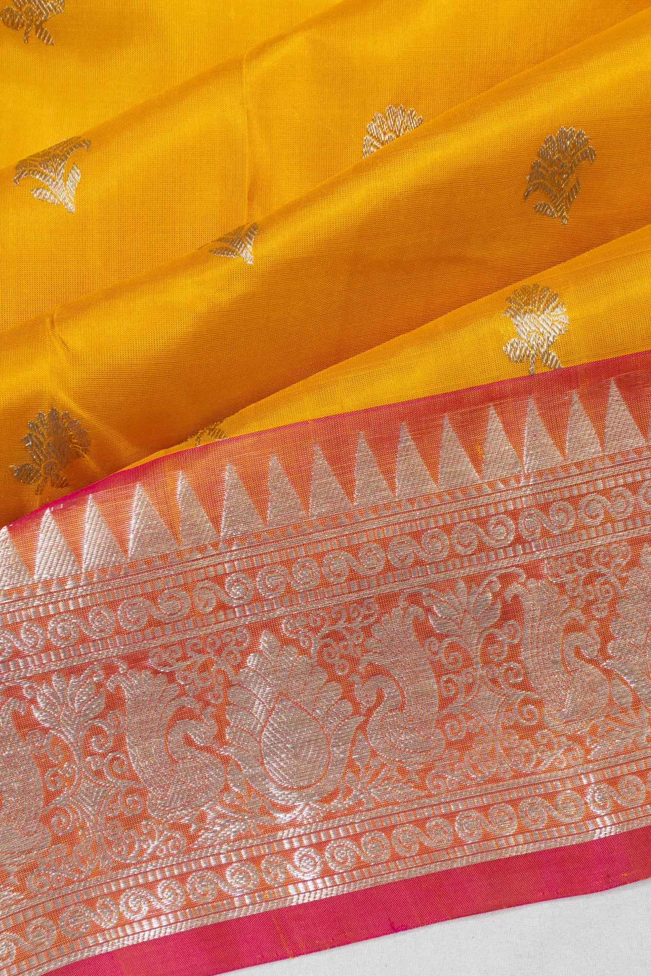 Venkatagiri Silk Butta Yellow Saree