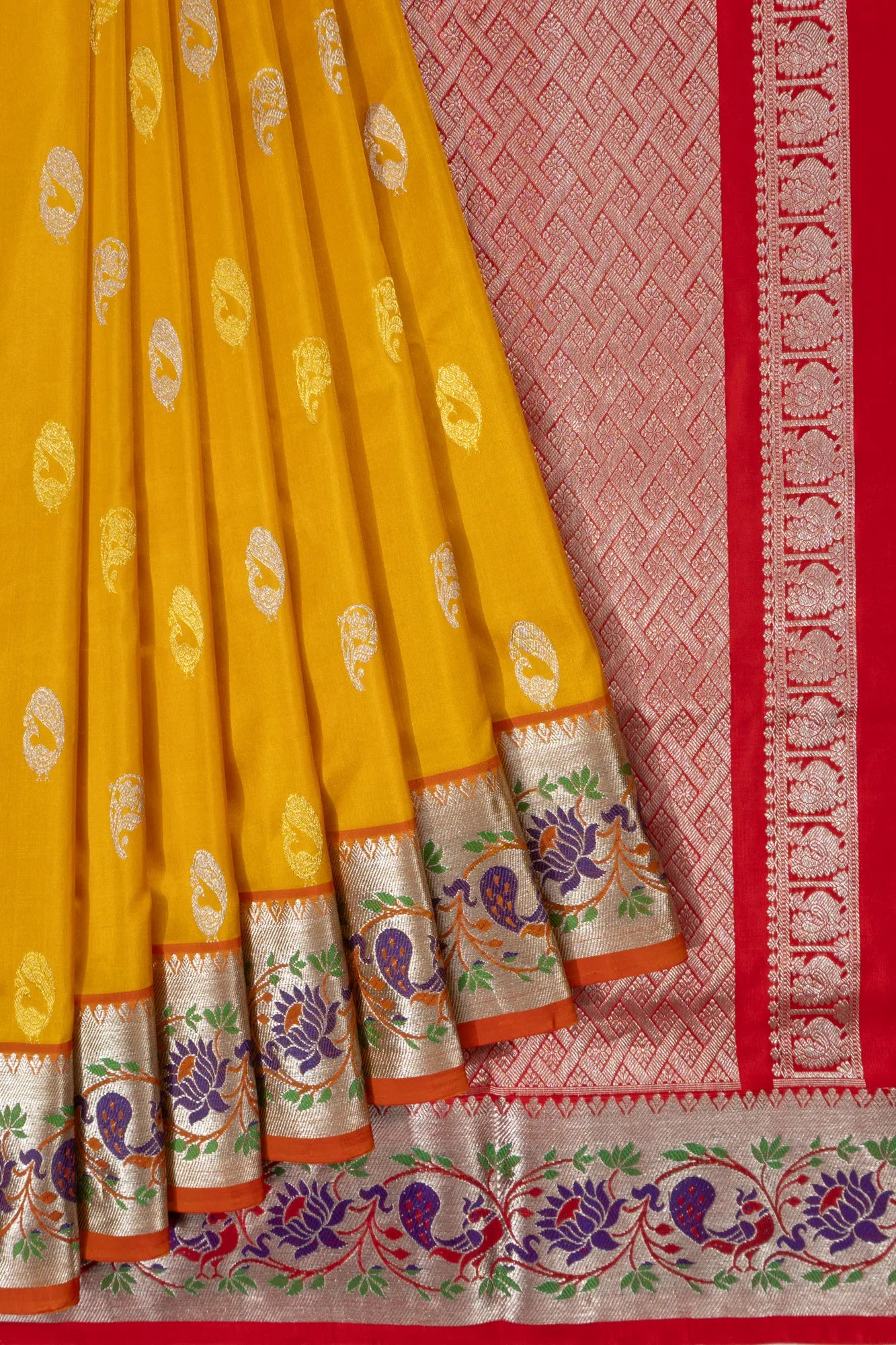 Venkatagiri Silk Butta Yellow Saree