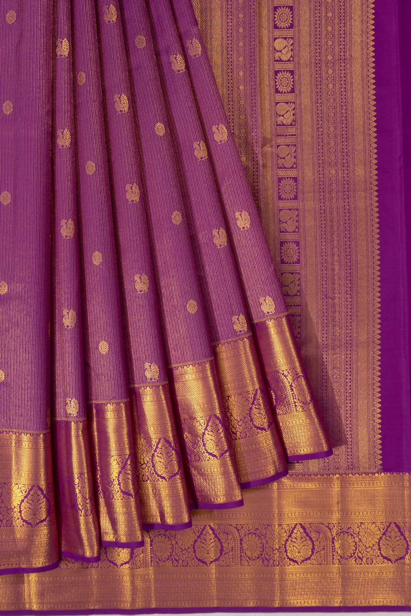 Taranga Kanchi Silk Checks And Butta Purple saree