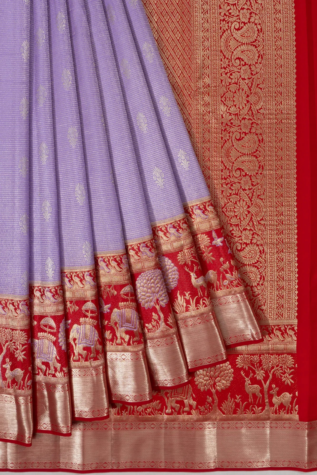 Taranga Kanchi Silk Checks And Butta Lavender Saree