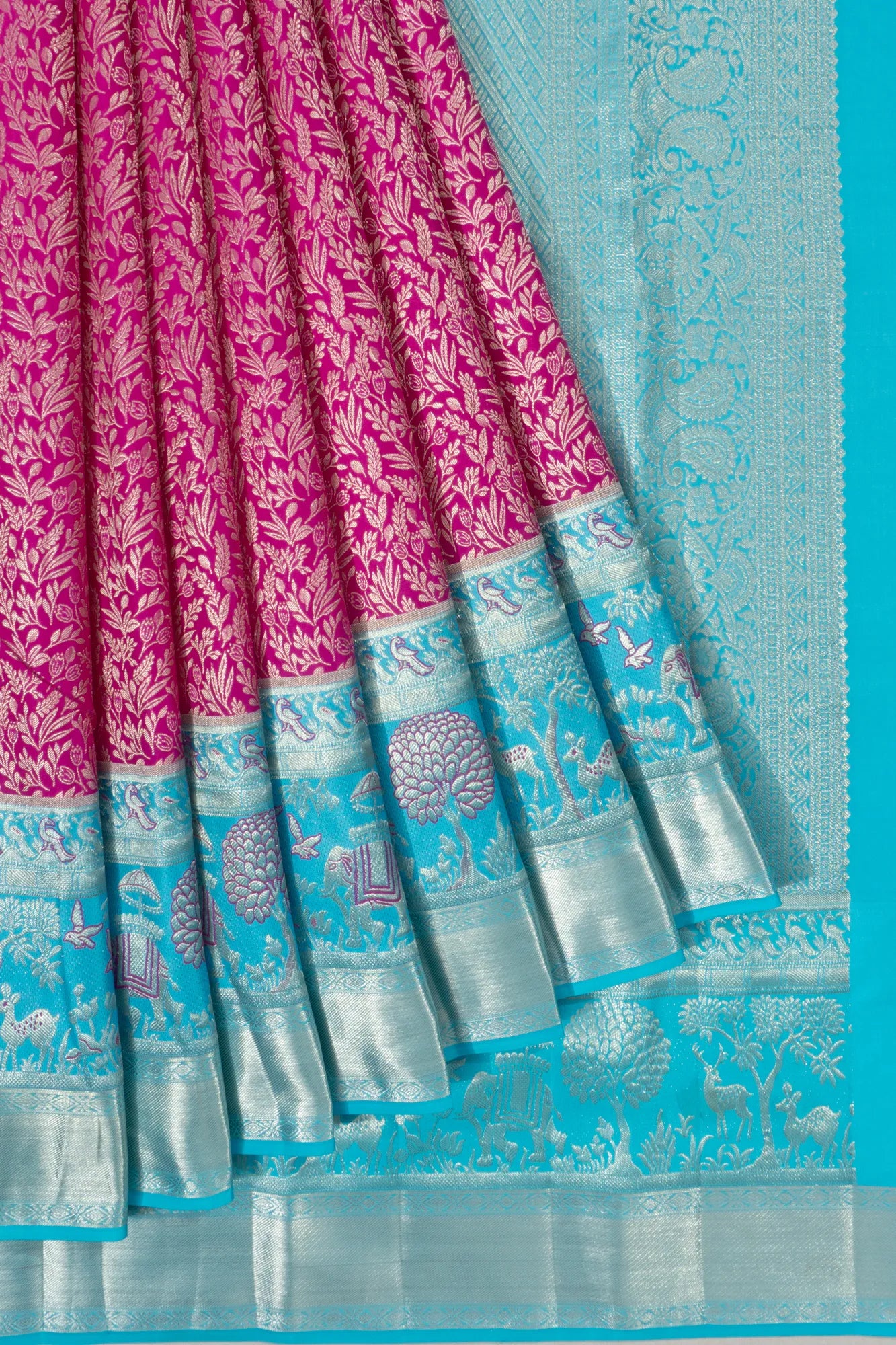 Taranga Kanchi Silk Brocade Rani Pink Saree