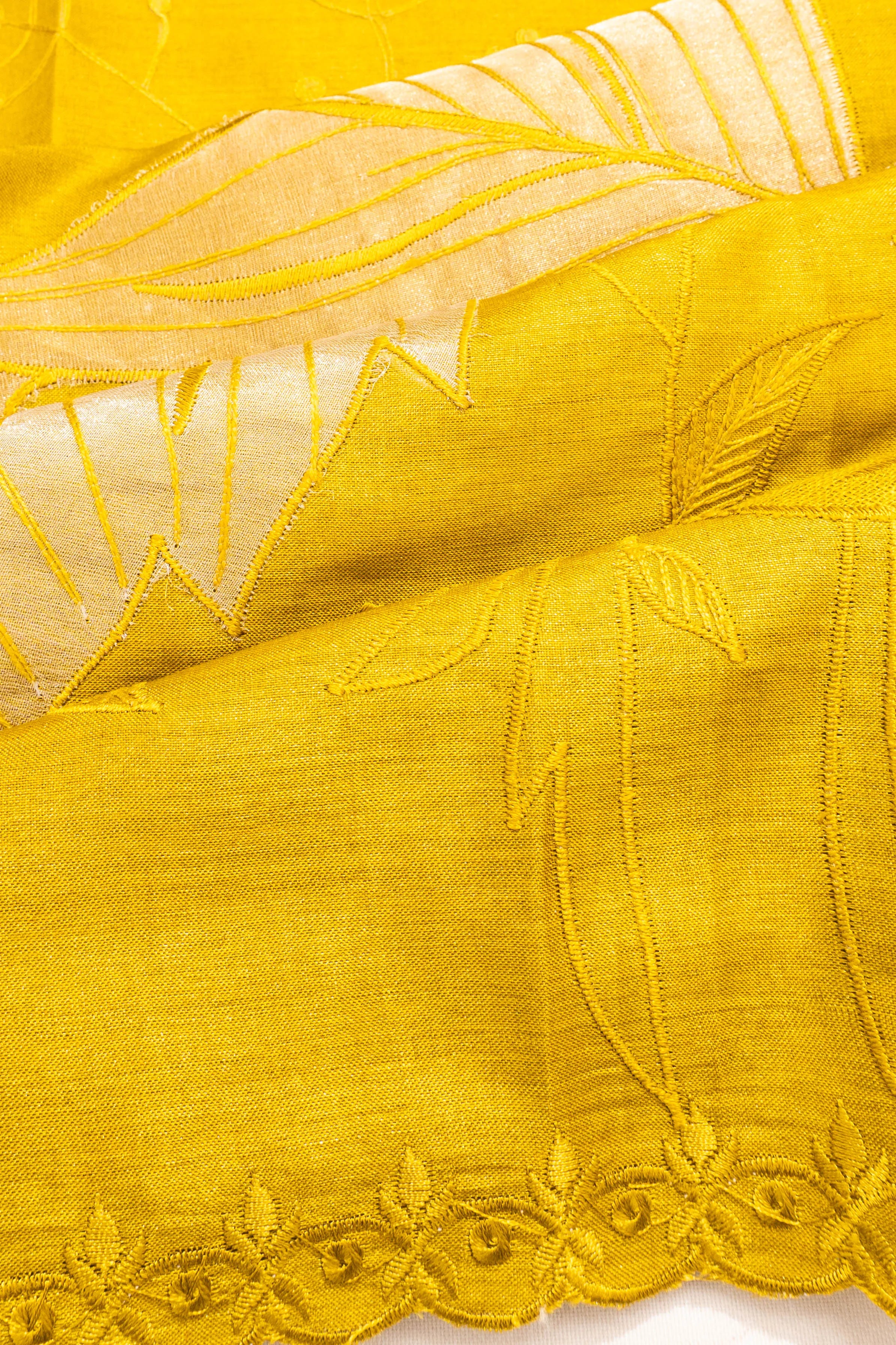 Tussar Embroidery Mehendi Green Saree