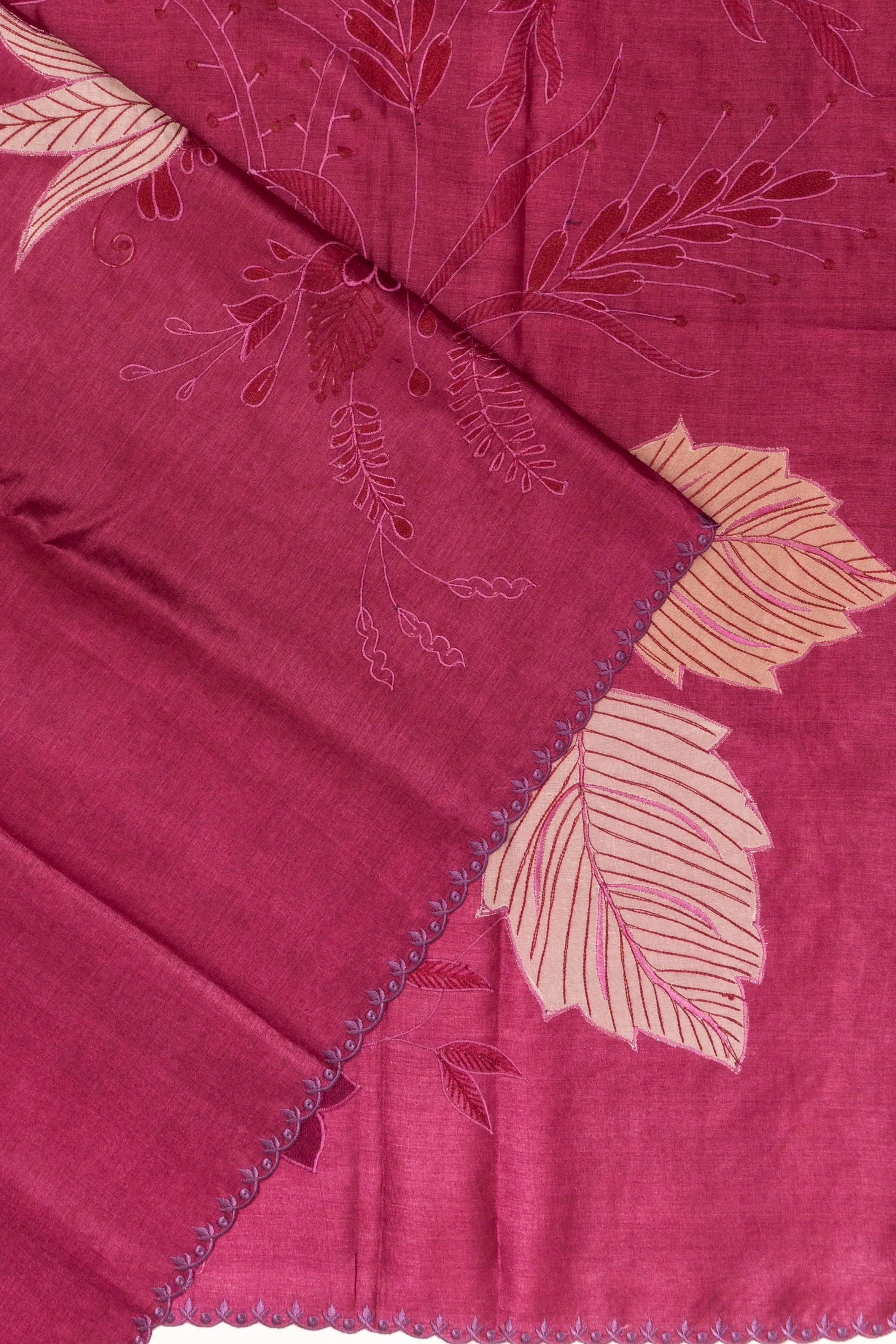 Tussar Embroidery Purple Saree