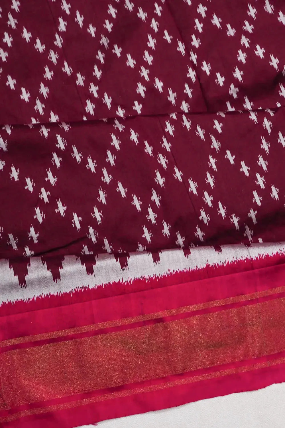 Pochampally Silk Ikat Maroon Saree
