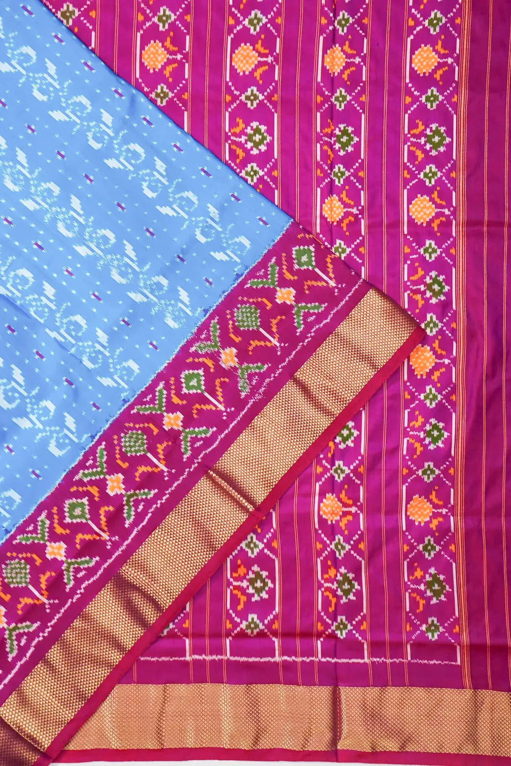 Pochampally Silk Ikat Sky Blue Saree