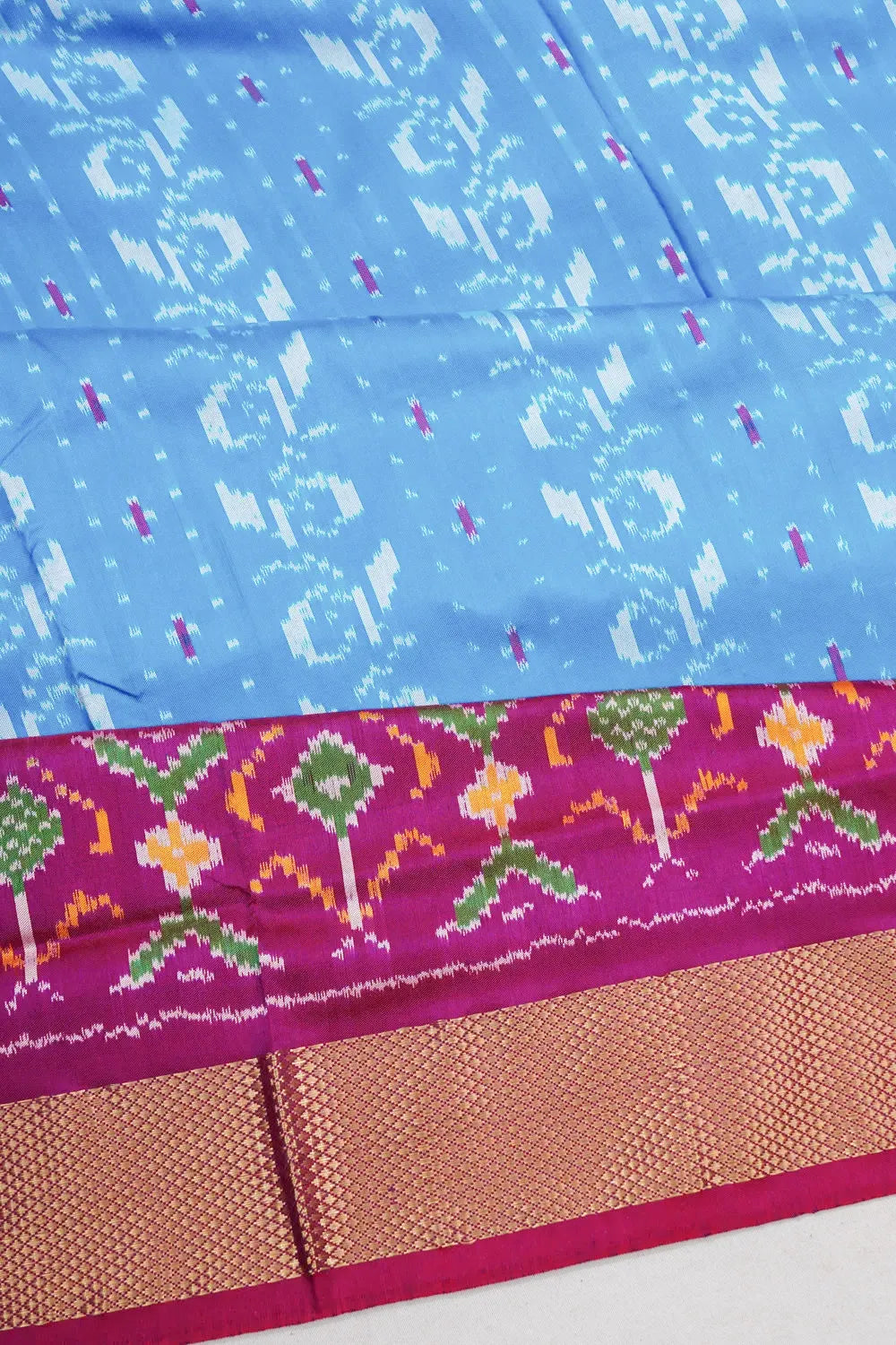 Pochampally Silk Ikat Sky Blue Saree