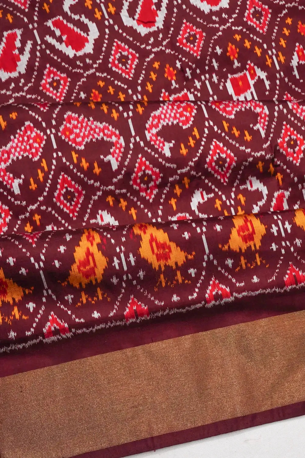 Pochampally Silk Ikat Brown Saree