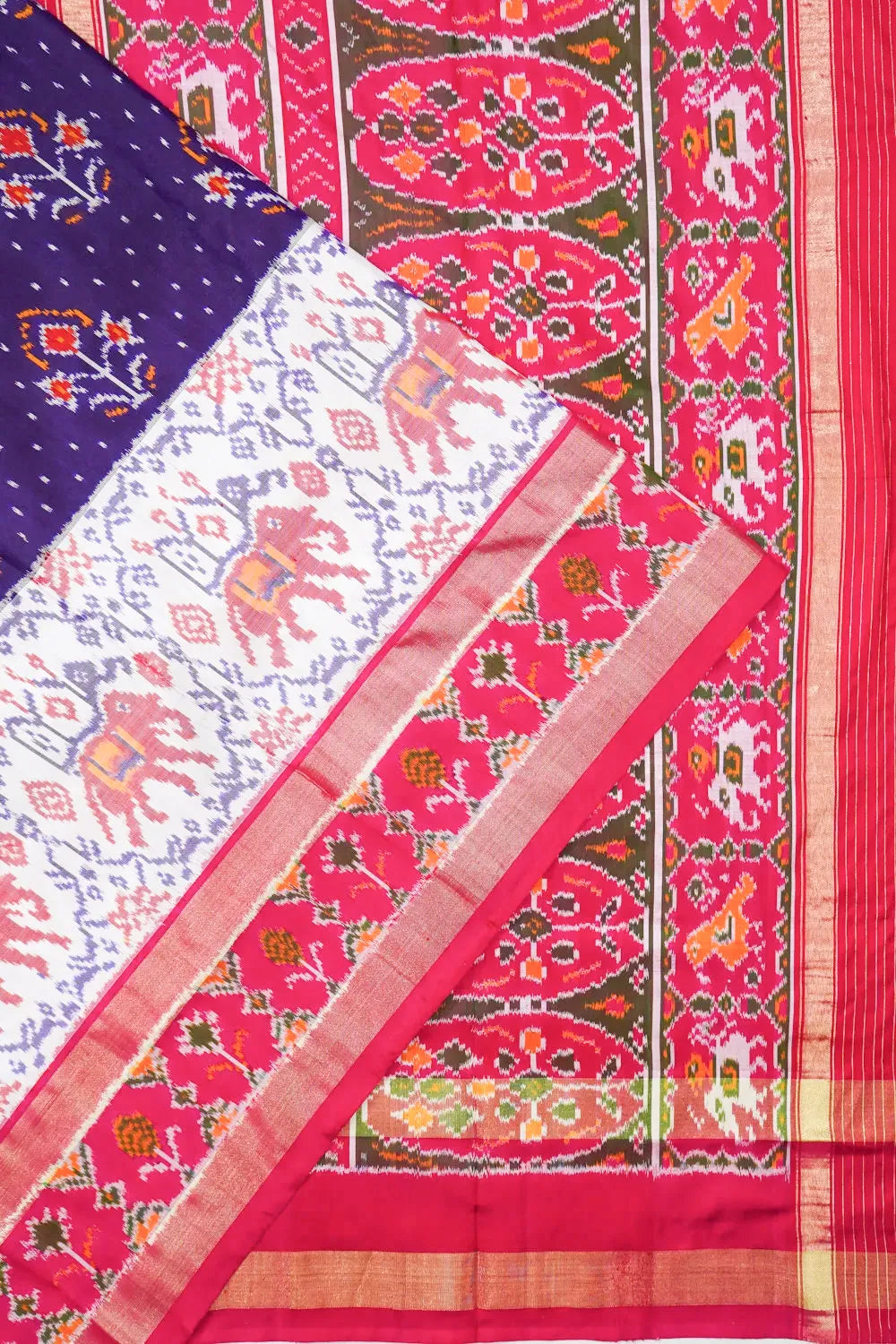 Pochampally Silk Ikat Dark Blue Saree