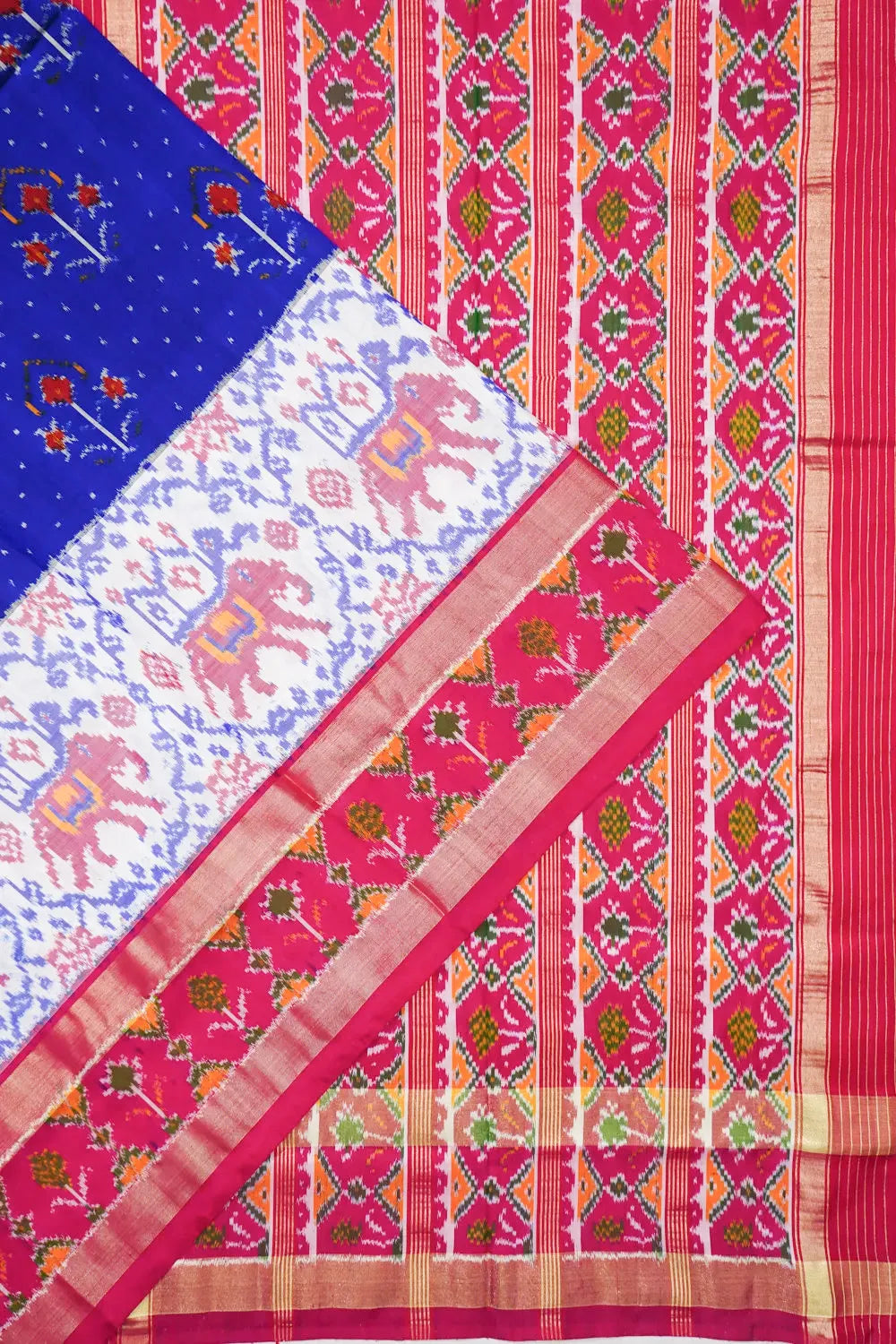 Pochampally Silk Ikat Royal Blue Saree
