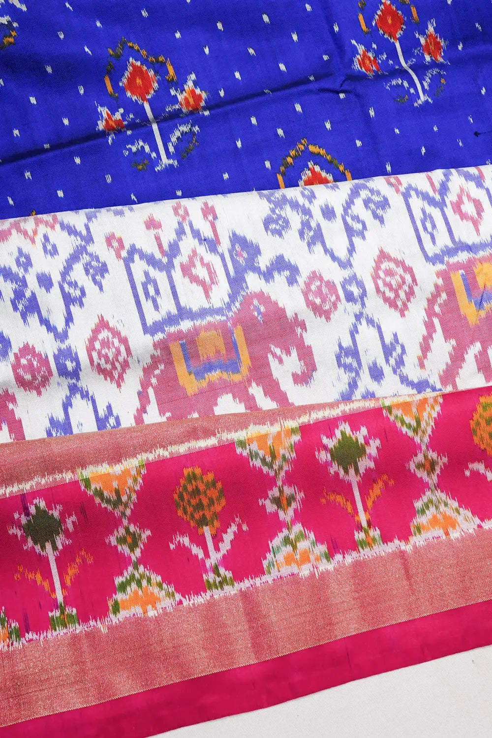 Pochampally Silk Ikat Royal Blue Saree