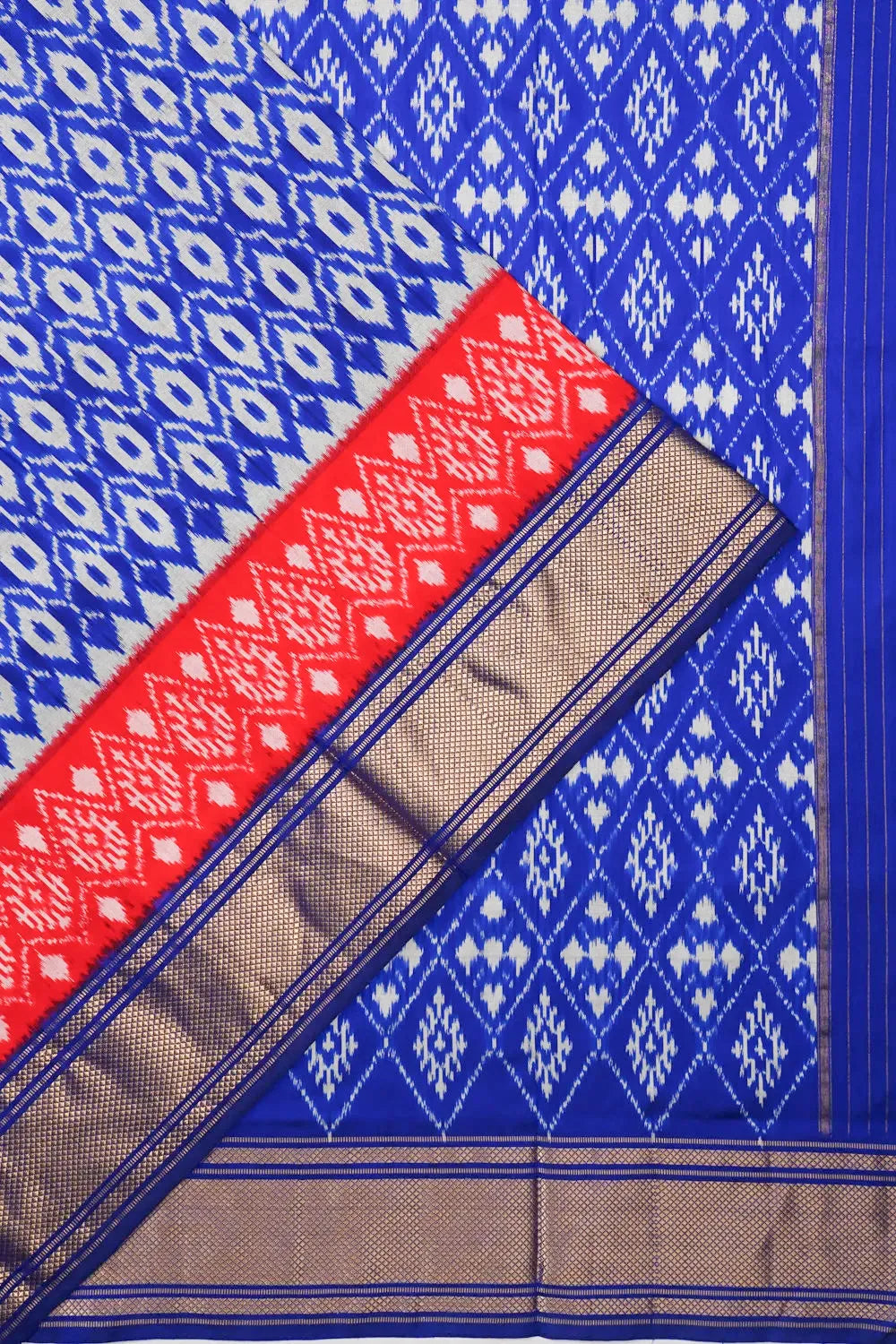 Pochampally Silk Ikat Royal Blue Saree