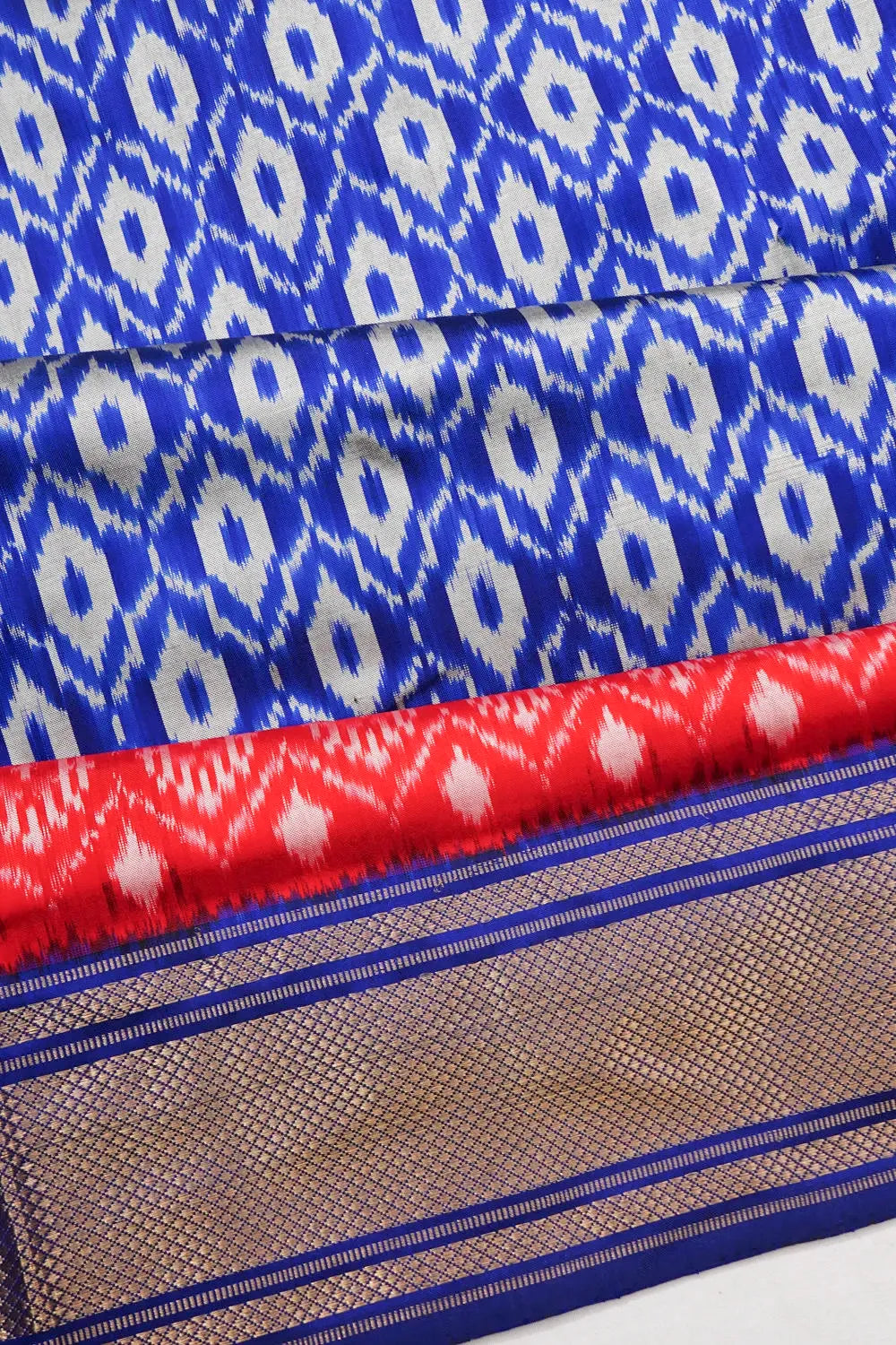 Pochampally Silk Ikat Royal Blue Saree