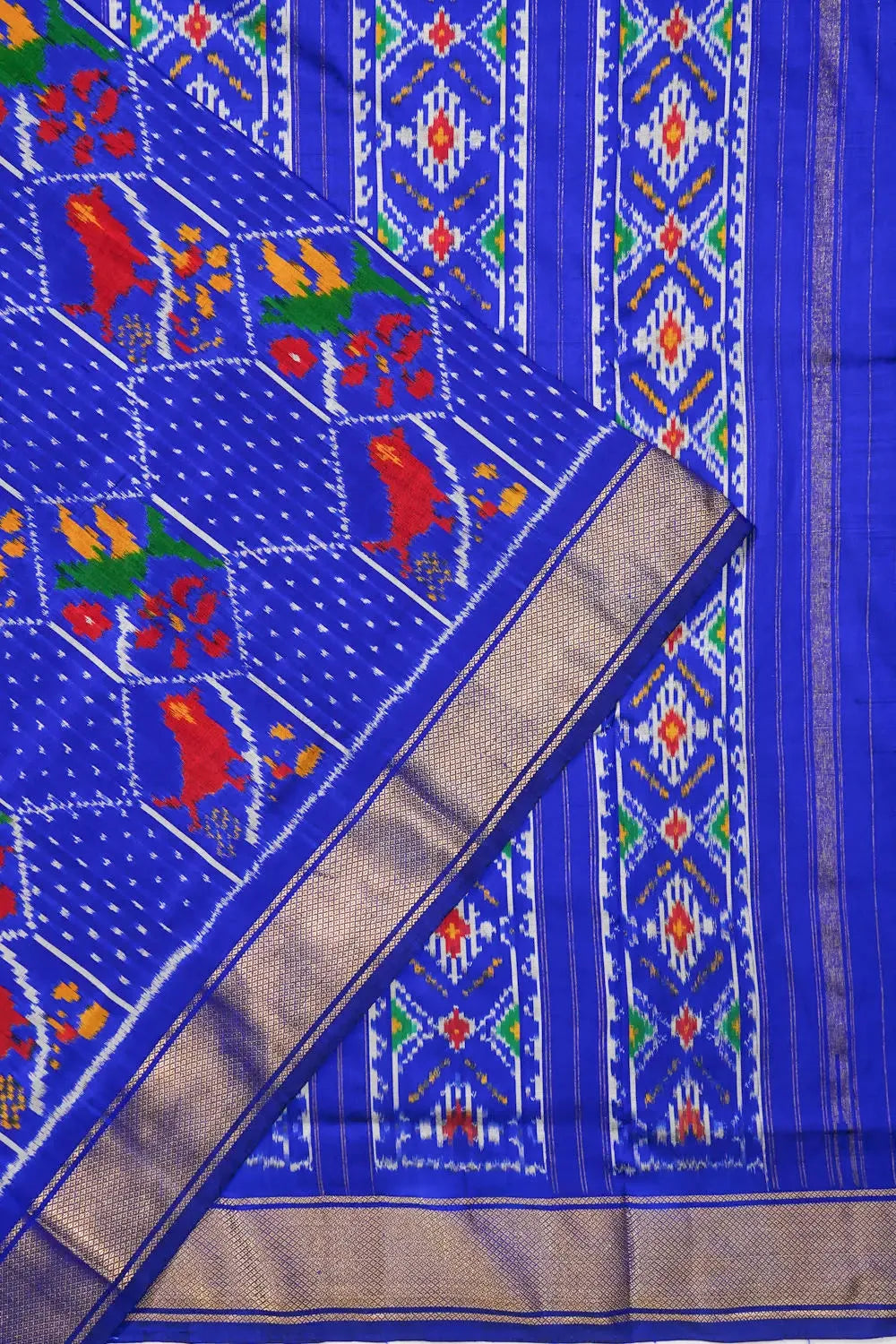 Pochampally Silk Ikat Royal Blue Saree
