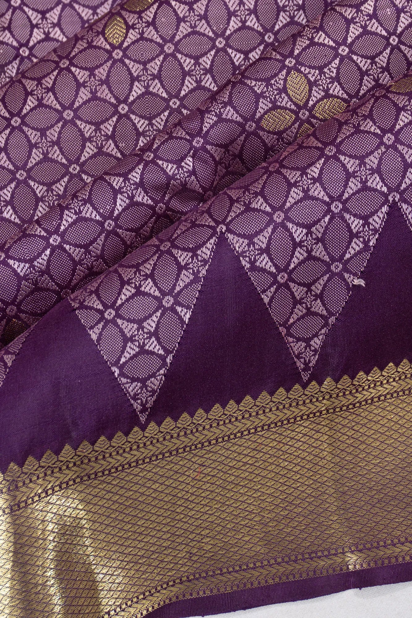 Kanchipuram Silk Brocade Violet Saree