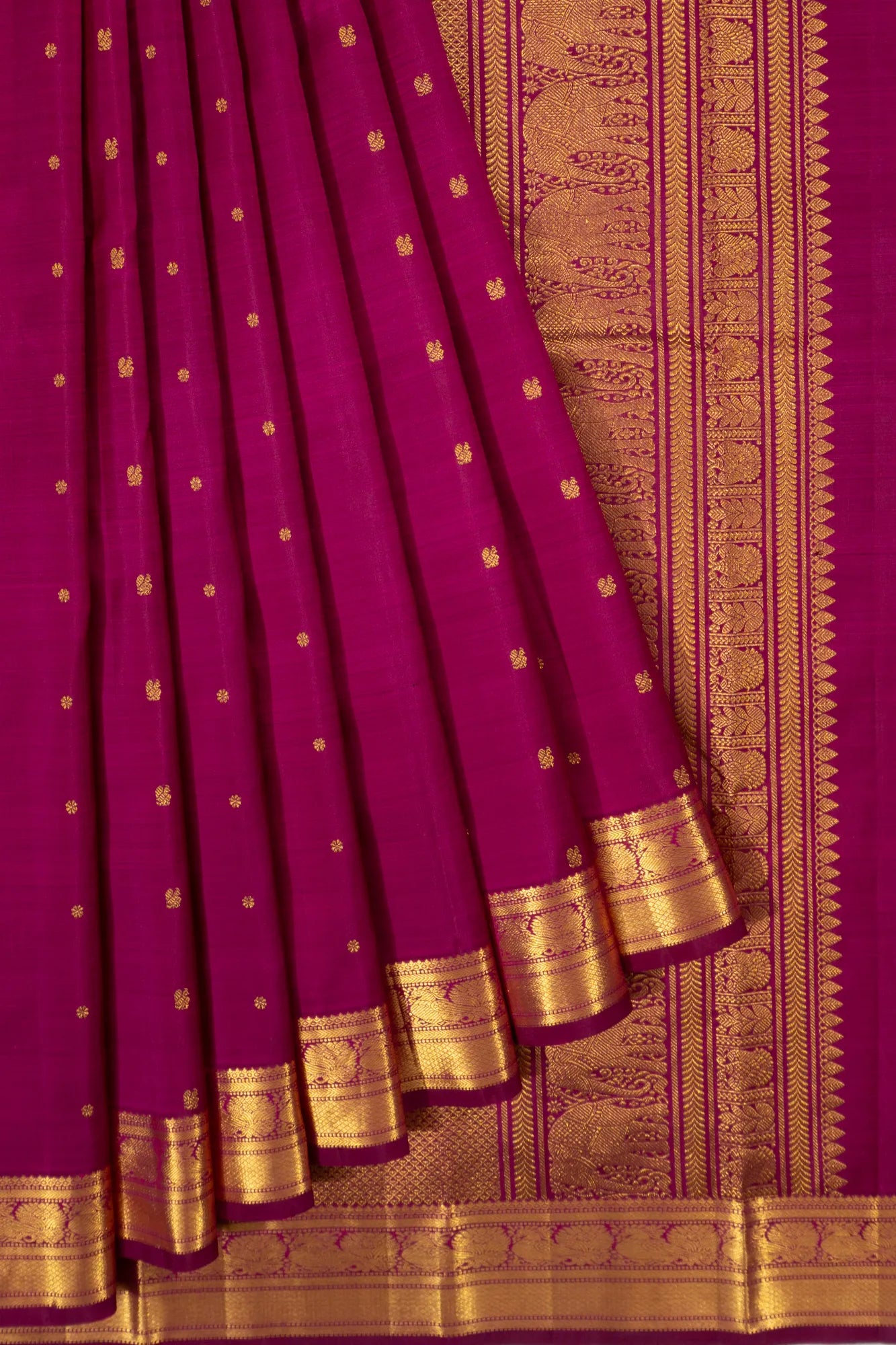 Kanchipuram Silk Butta Rani Pink Saree