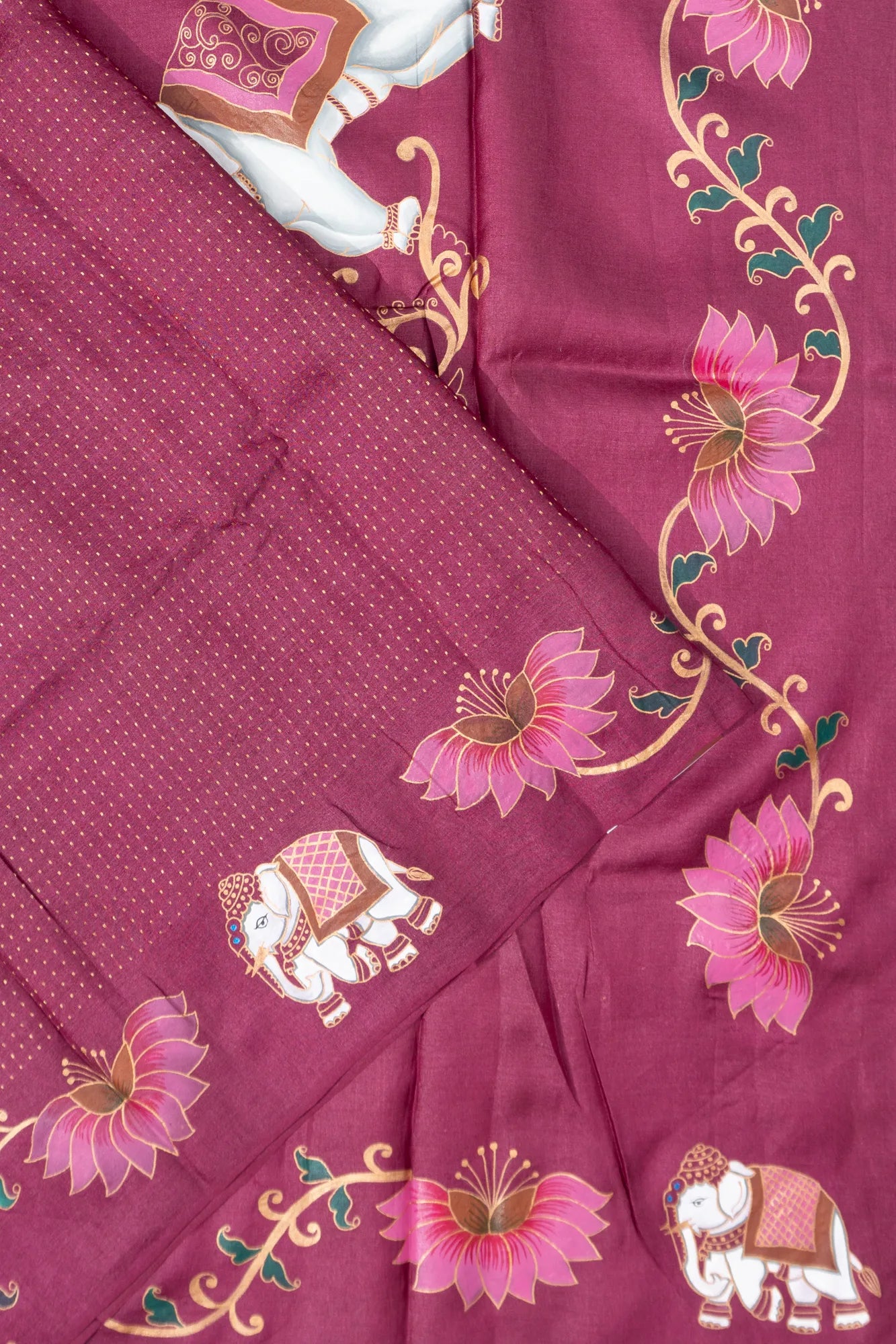 Tussar Brocade Purple Saree