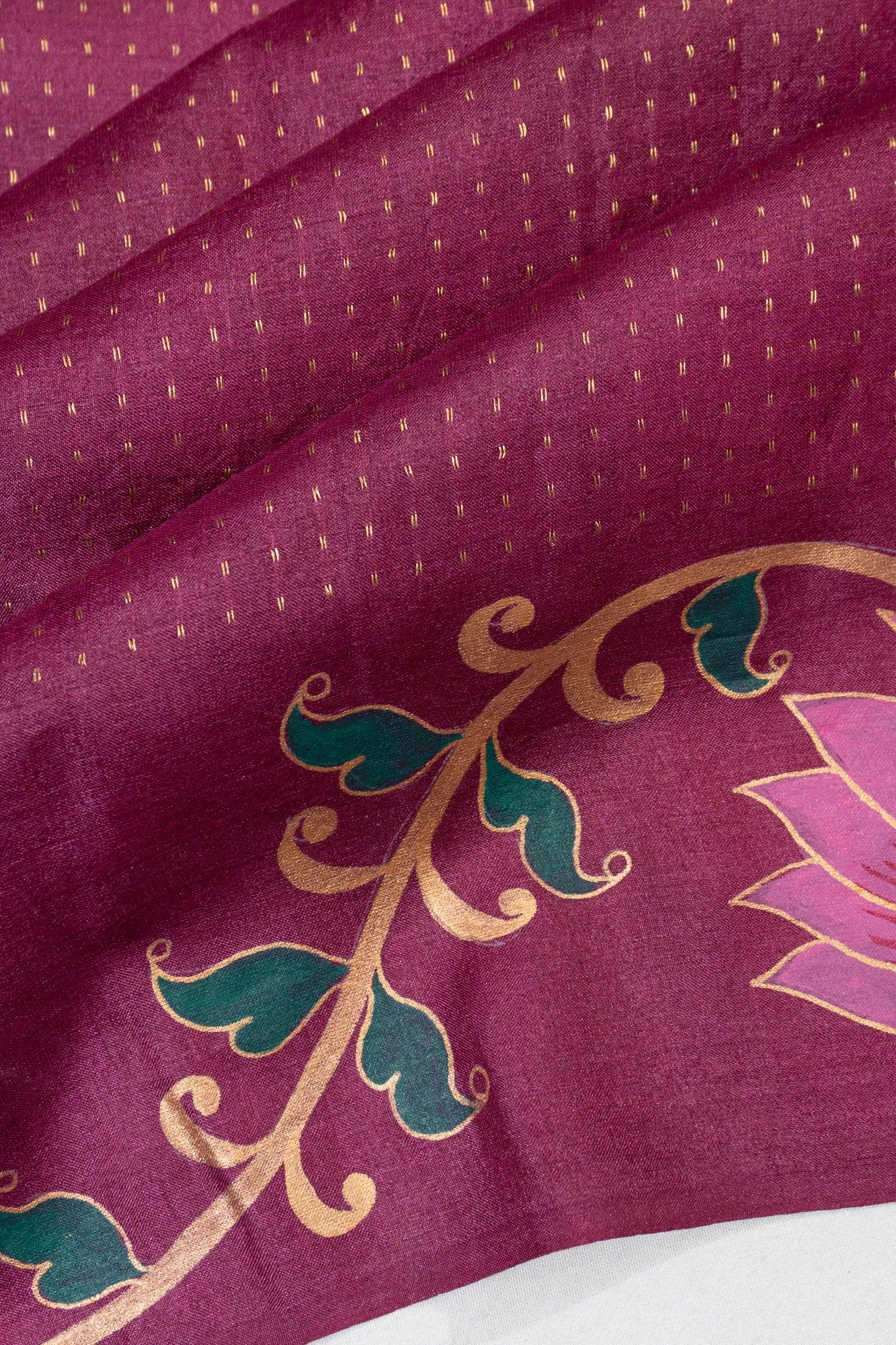 Tussar Brocade Purple Saree