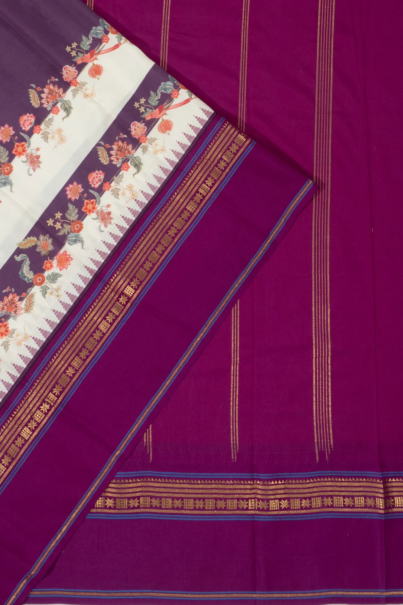 Kanchipuram Silk Plain Violet Sare