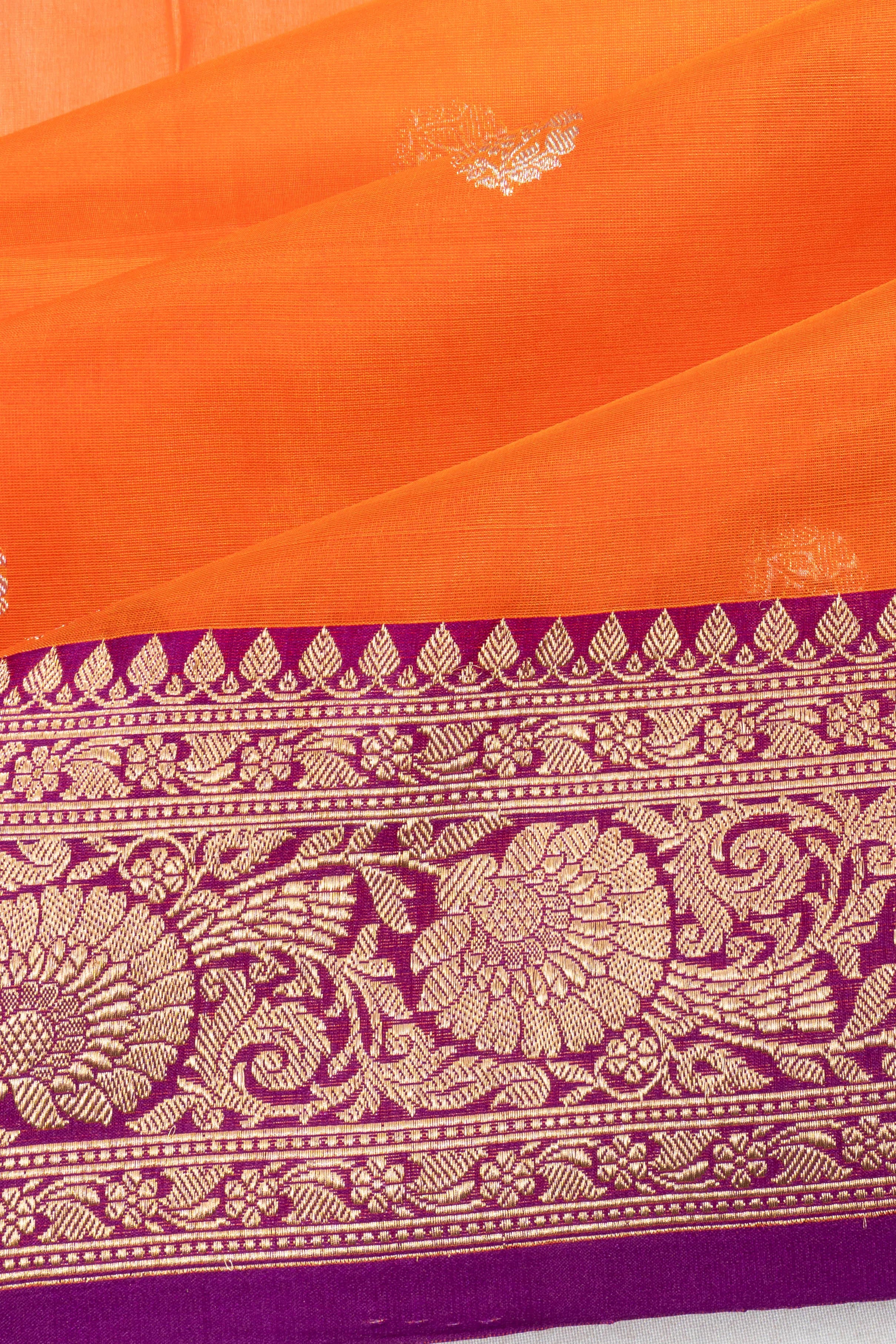 Banarasi Kora Organza Butta Orange Saree