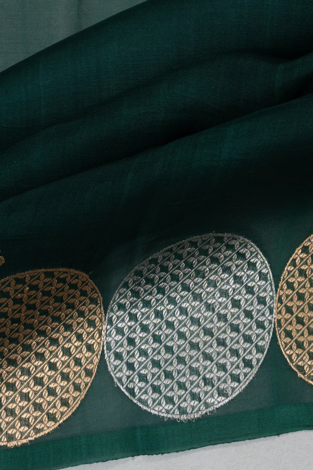 Organza Butta Dark Green Saree