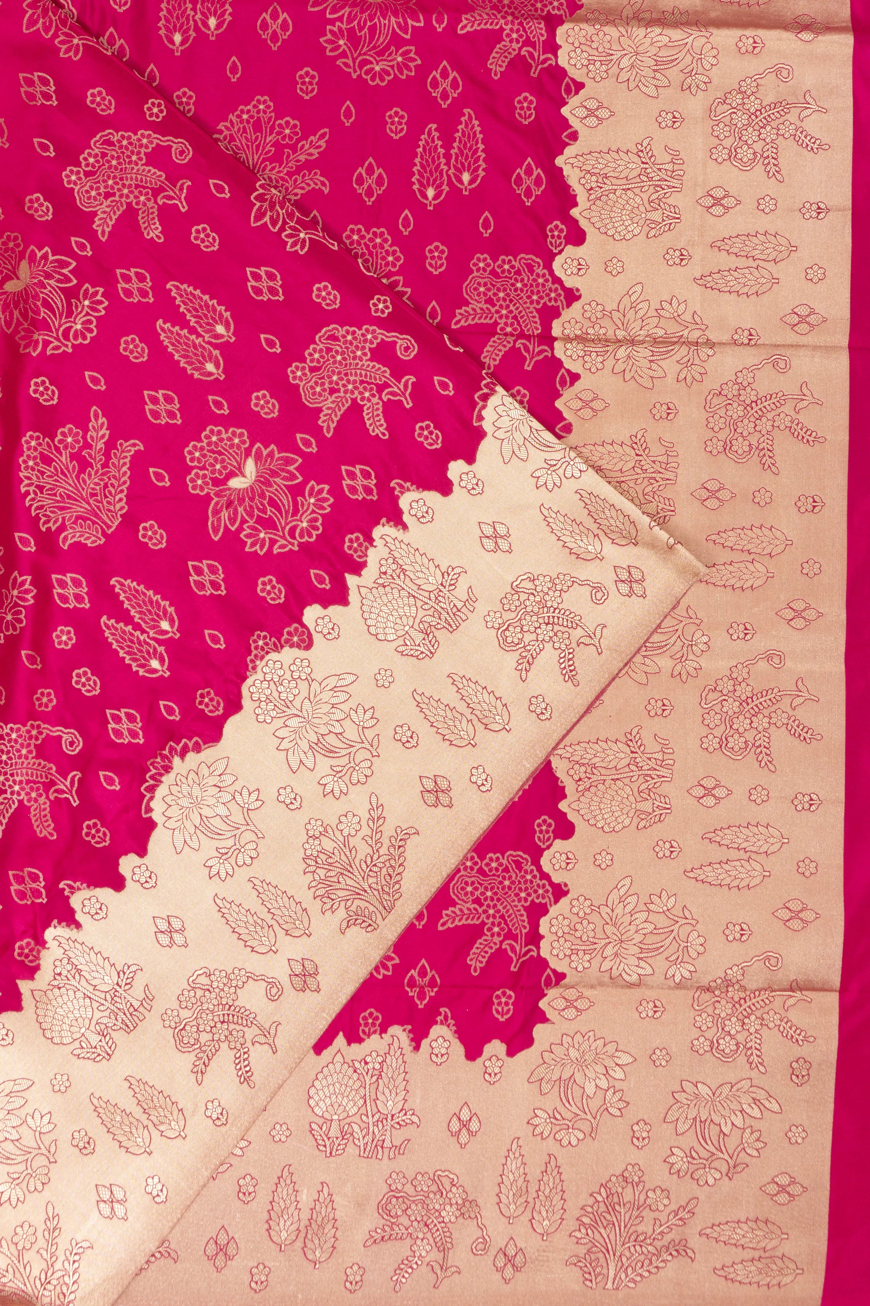 Banarasi Silk Brocade Rani Pink Saree