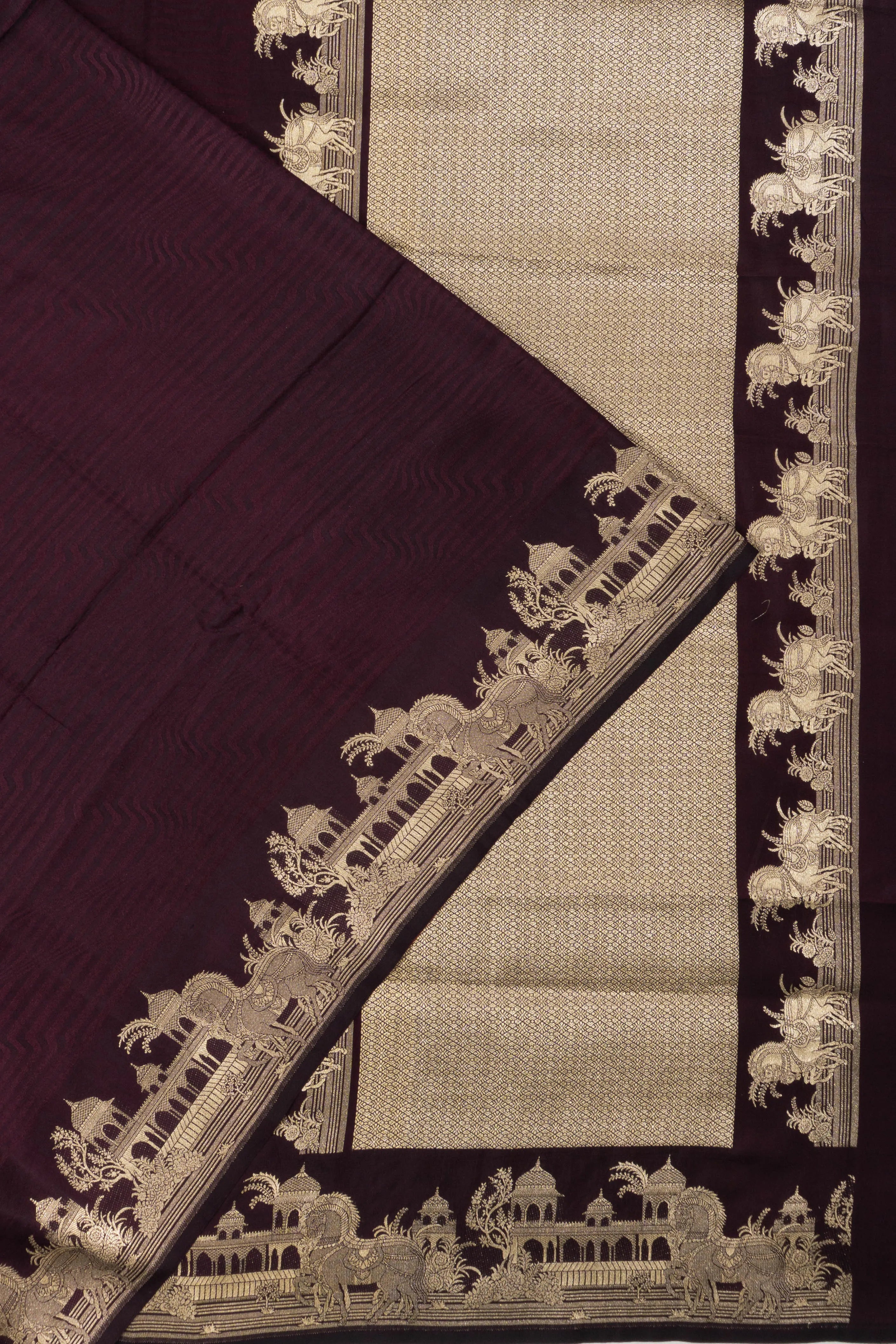 Banarasi Silk Brocade Burgundy Saree