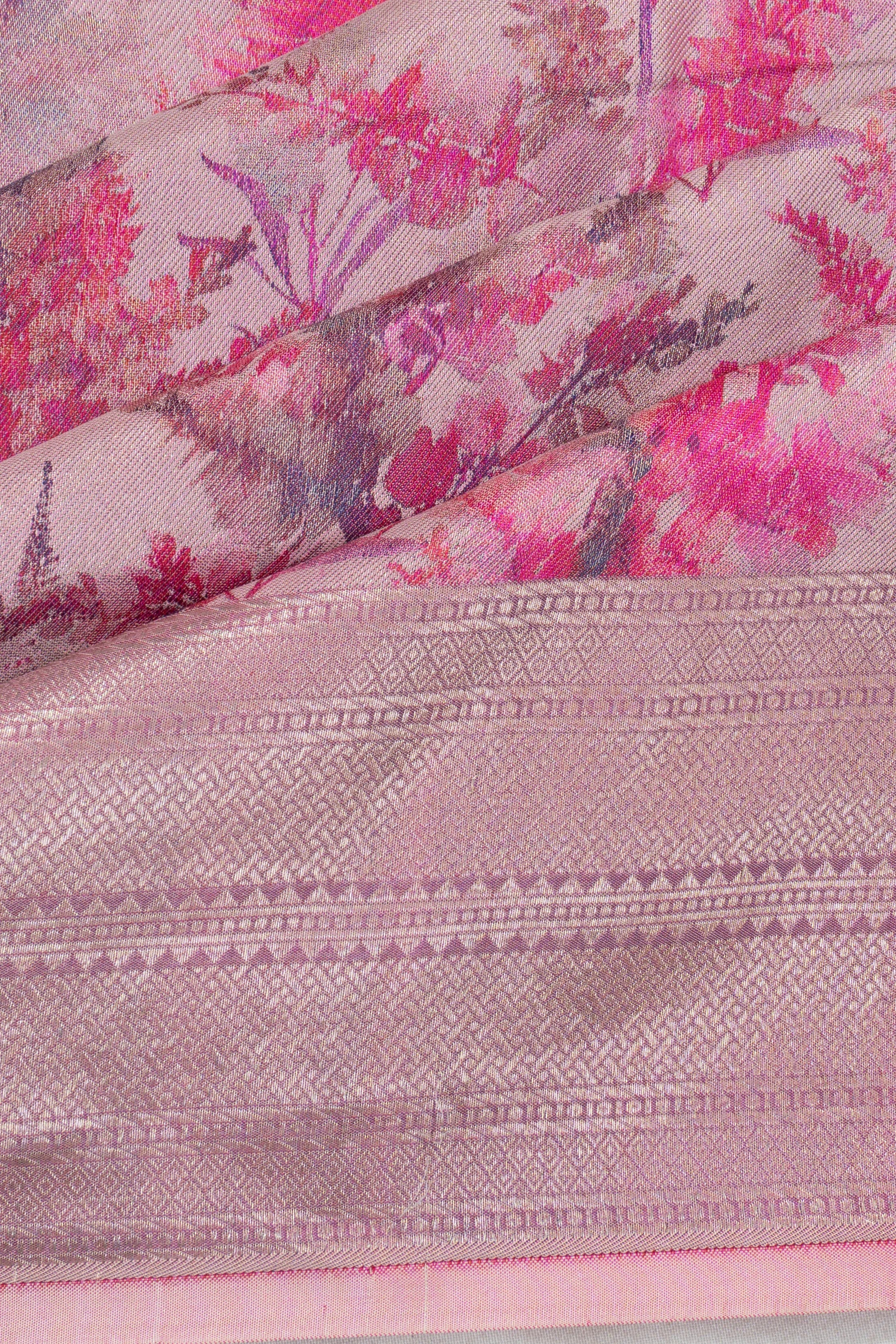 Banarasi Silk Tissue Brocade Pink Saree