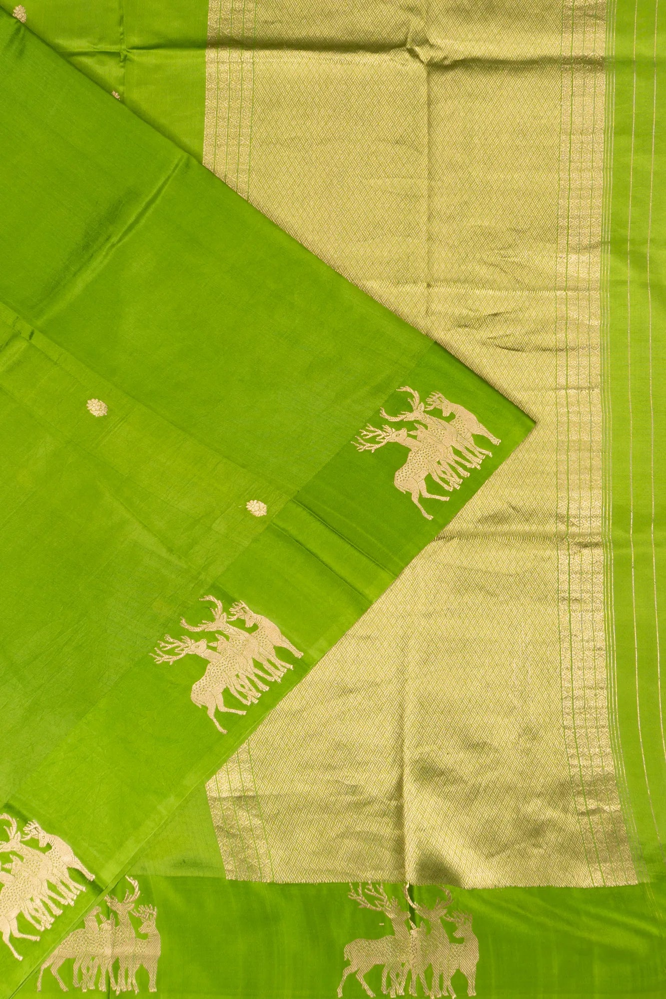 Banarasi Katan Silk Butta Green Saree