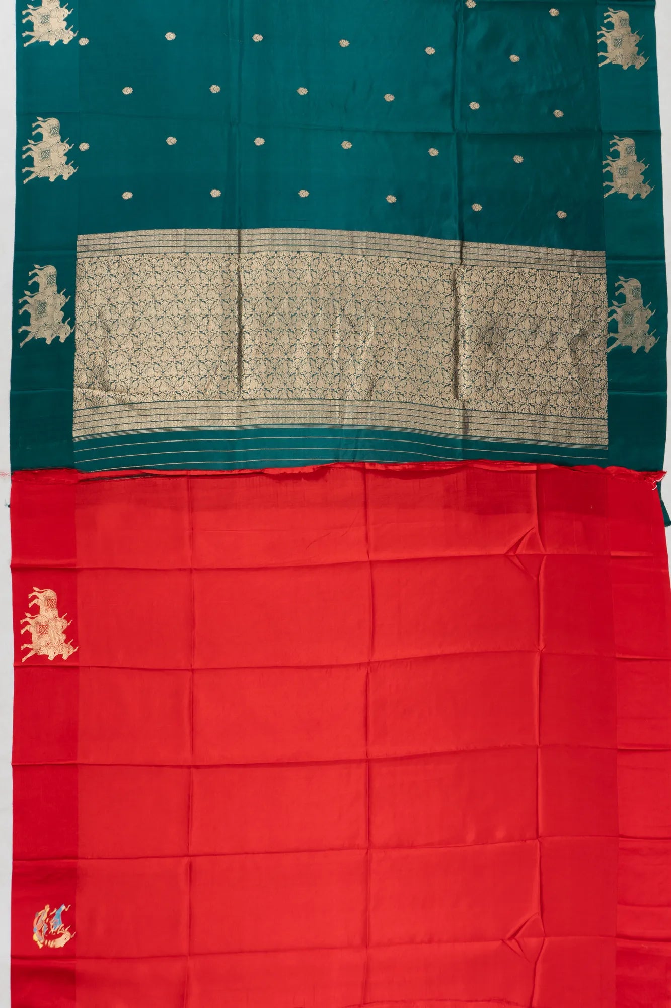 Banarasi Katan Silk Butta Teal Green Saree With Pichwai Border